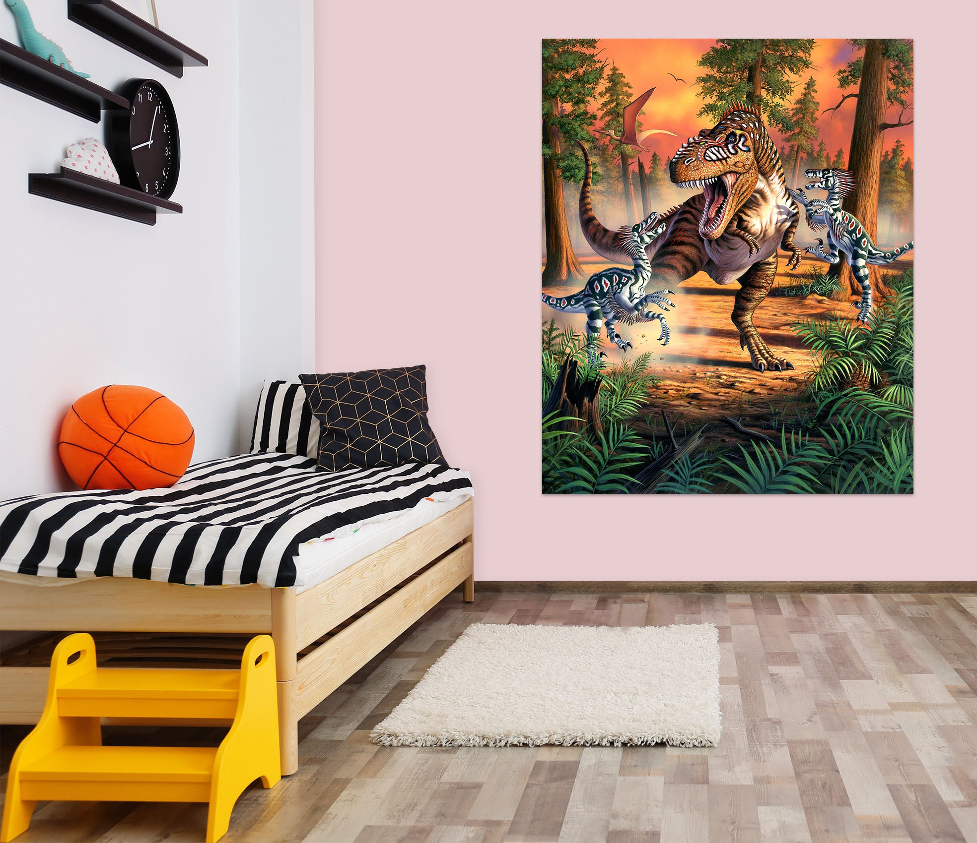 3D Dino Battle 002 Jerry LoFaro Wall Sticker