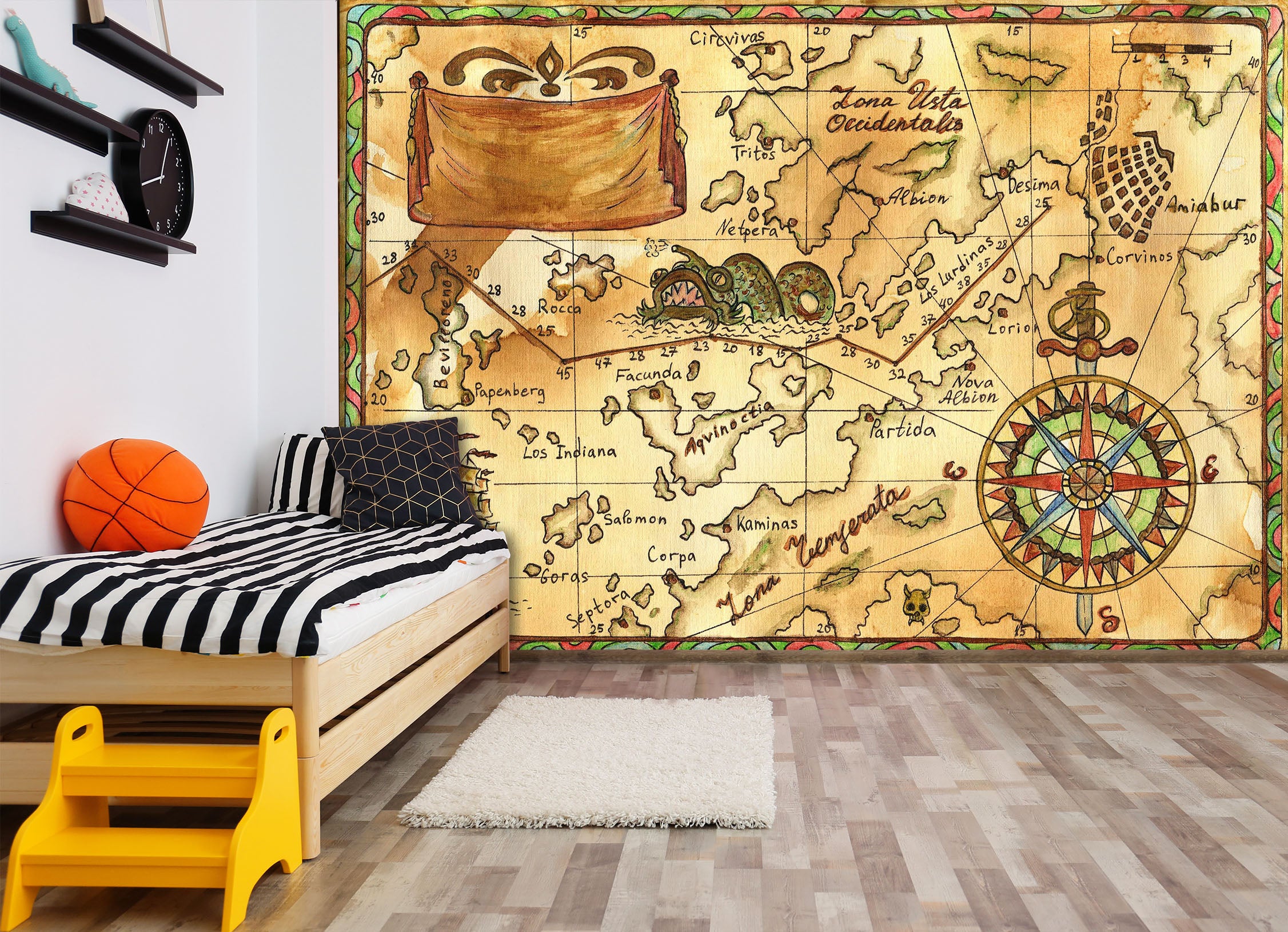 3D Vintage Map 1663 Wall Murals