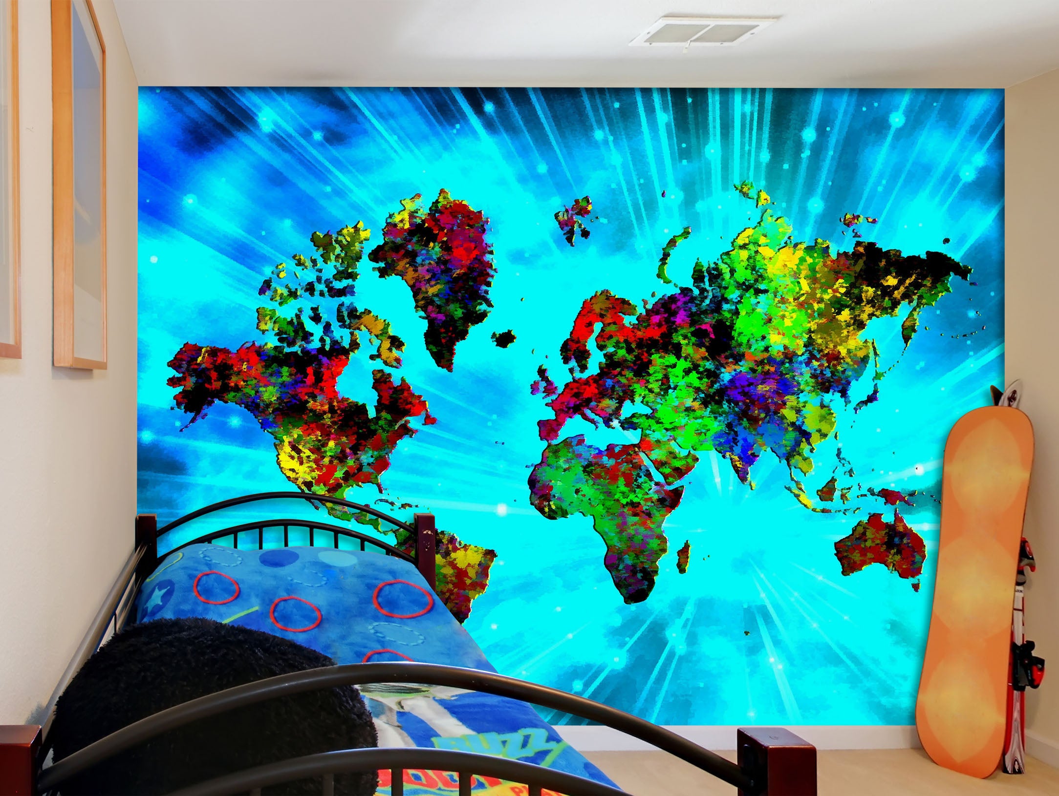3D Color Pattern 2123 World Map Wall Murals