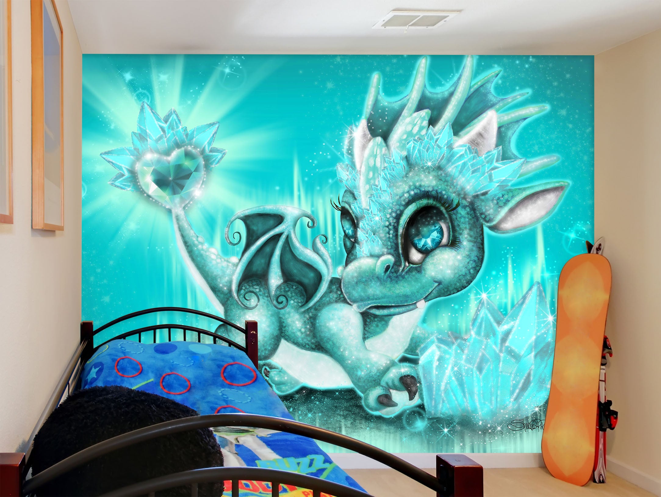 3D Blue Crystal Dragon 8407 Sheena Pike Wall Mural Wall Murals