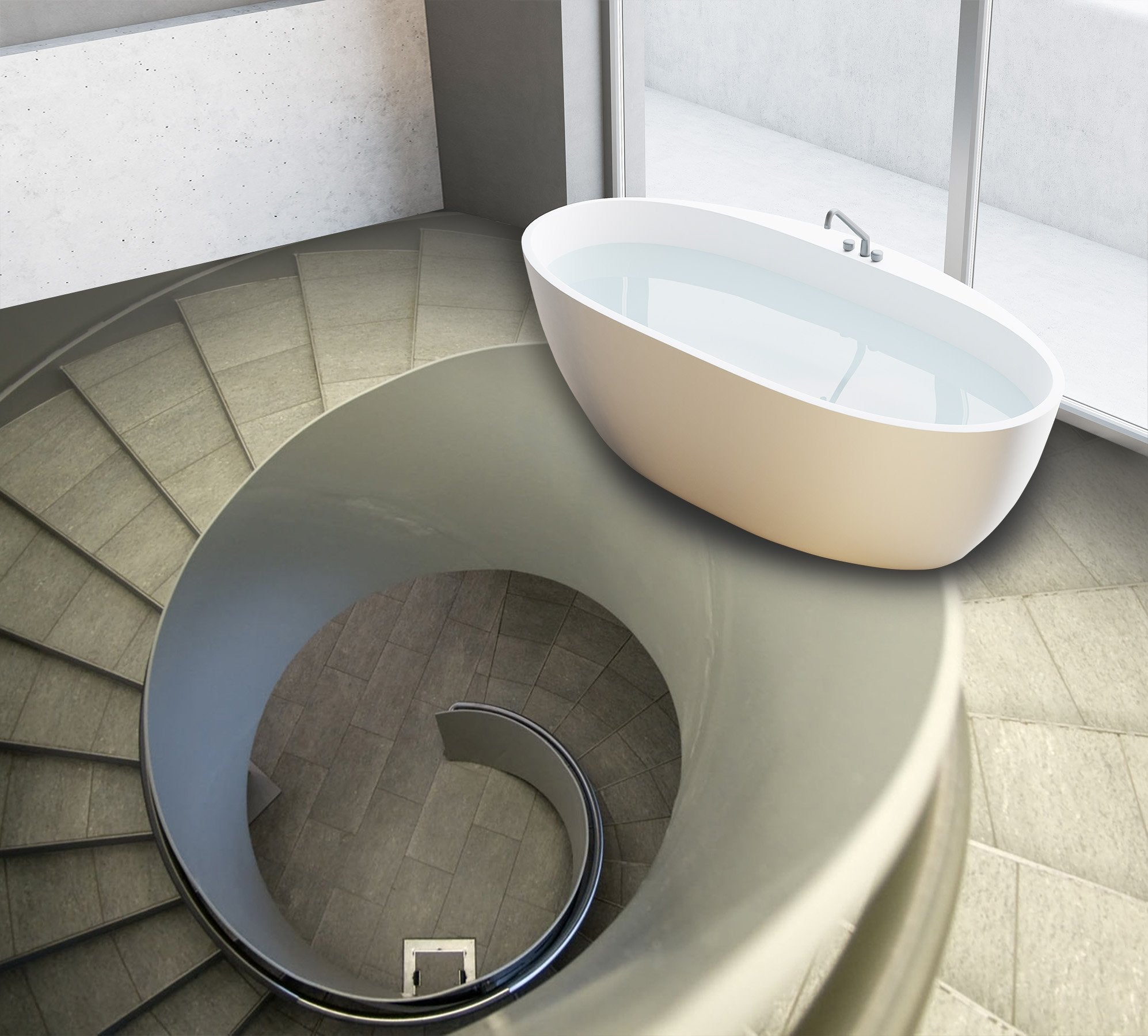 3D White Staircase 153 Floor Mural Wallpaper AJ Wallpaper 2