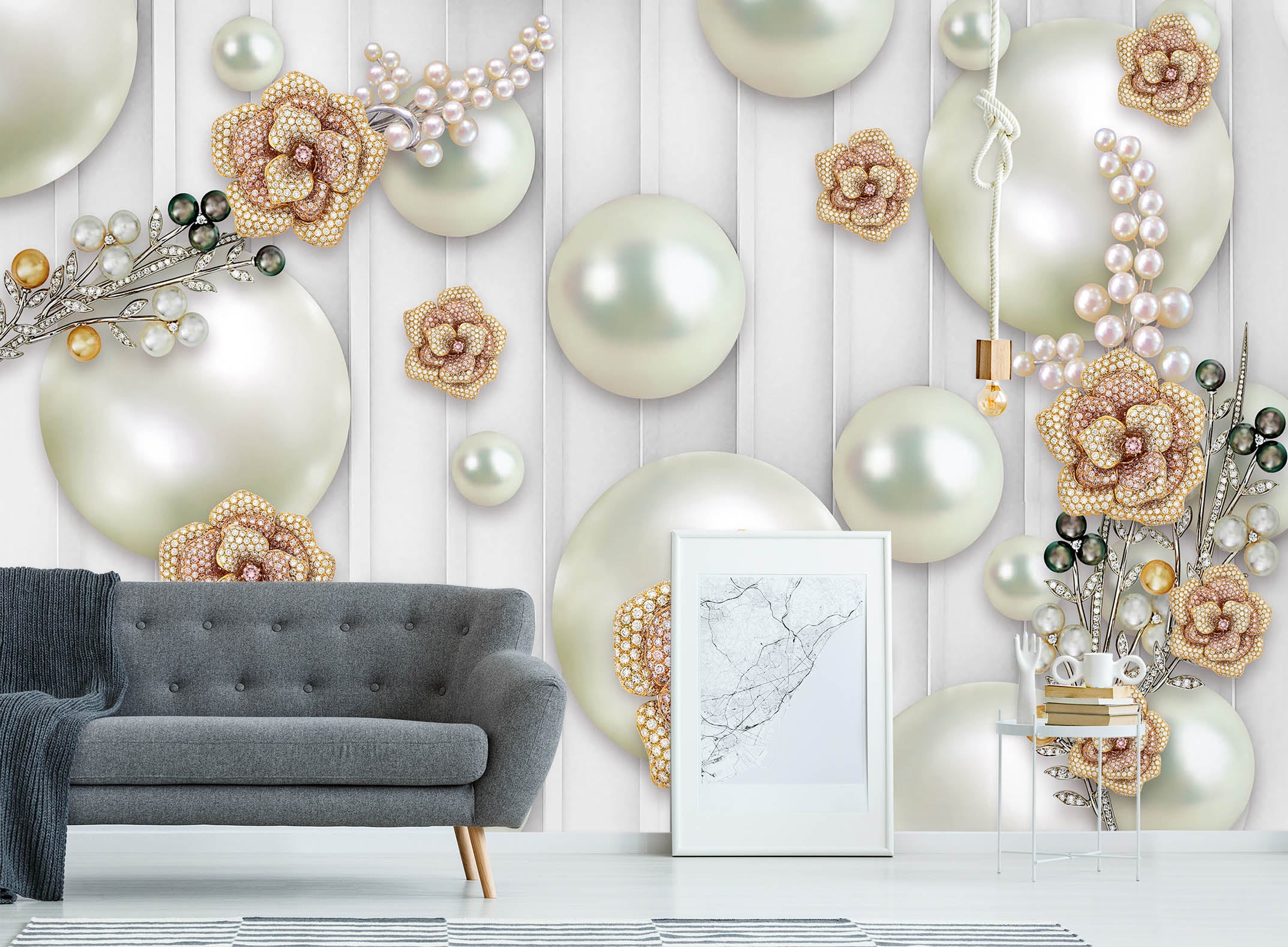 3D White Pearl 1532 Wall Murals