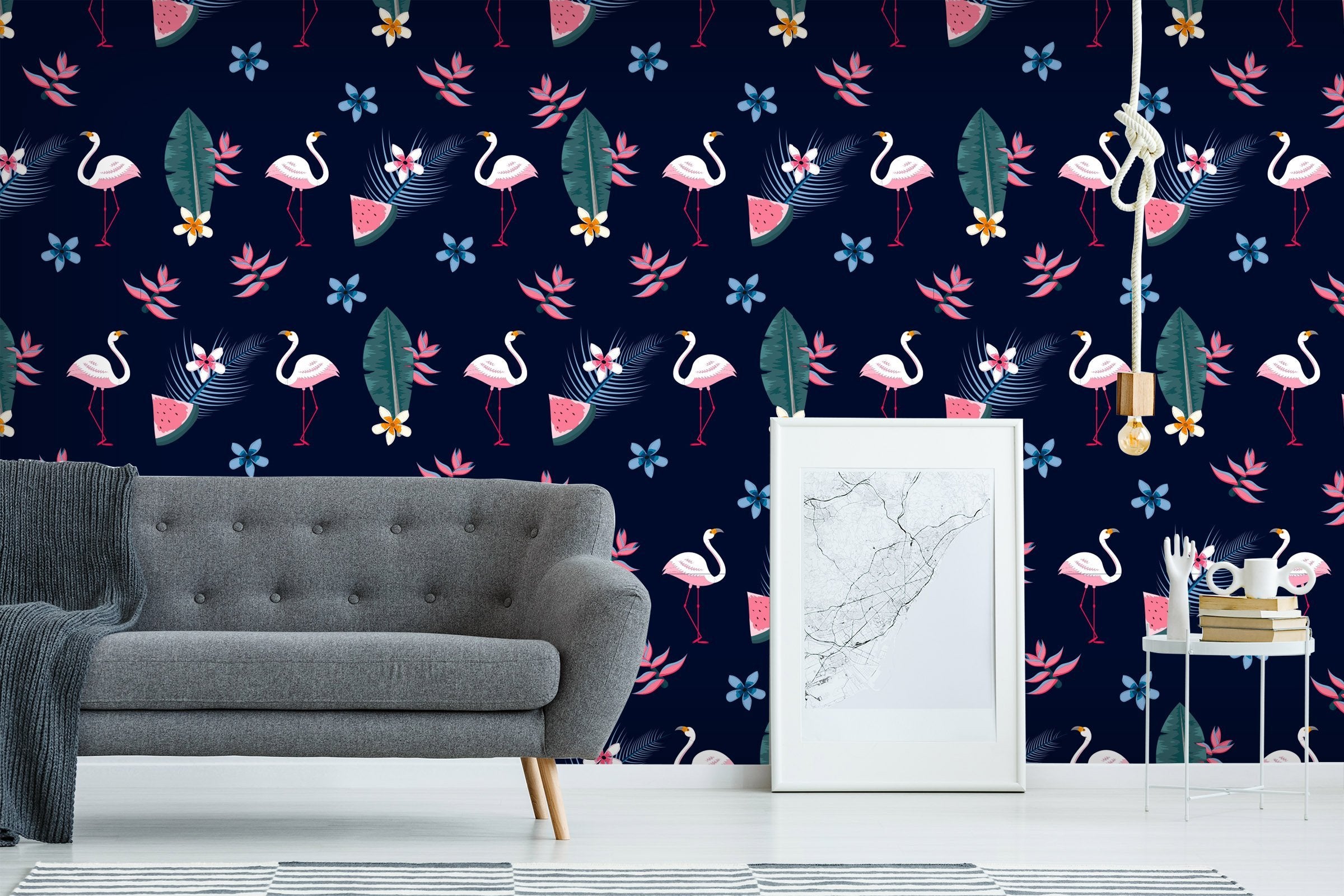 3D Flamingo Watermelon 257 Wallpaper AJ Wallpaper