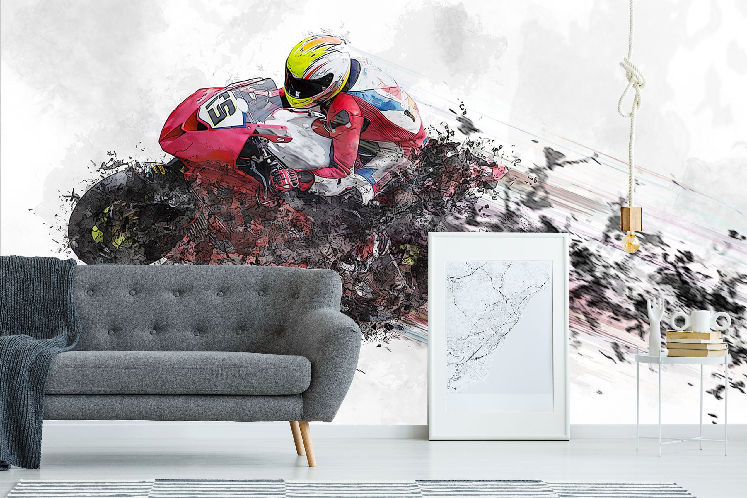 3D Motorcycle Competition 124 Vehicle Wall Murals