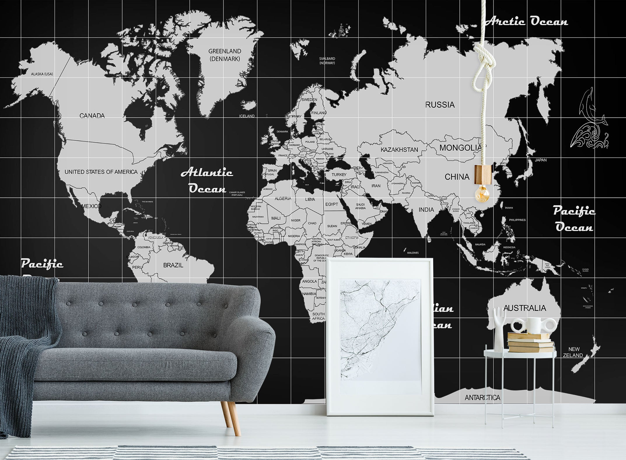 3D Abstract Clouds 2112 World Map Wall Murals