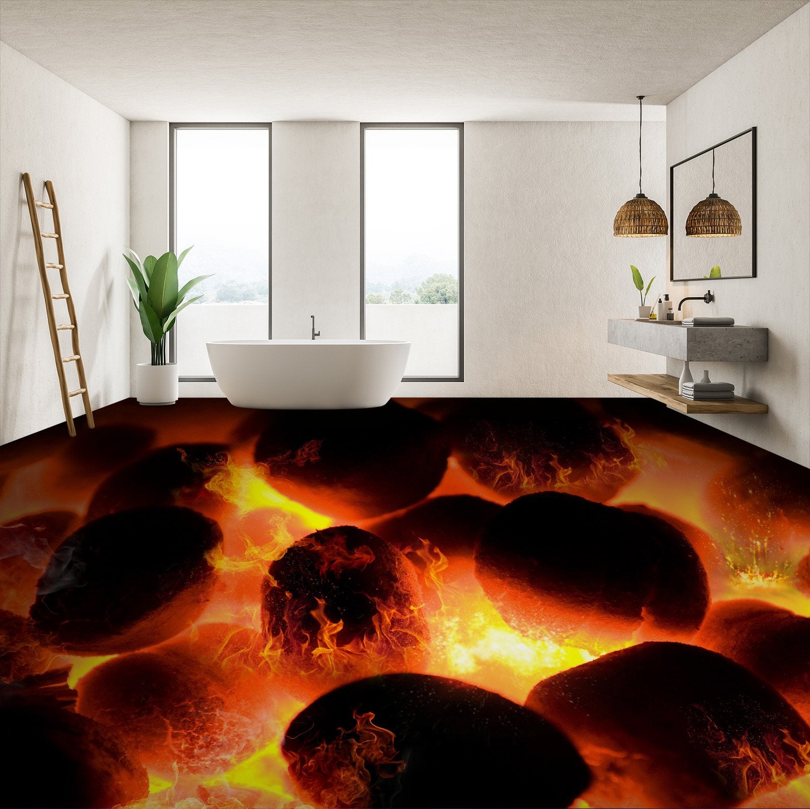 3D Magma 045 Floor Mural Wallpaper AJ Wallpaper 2