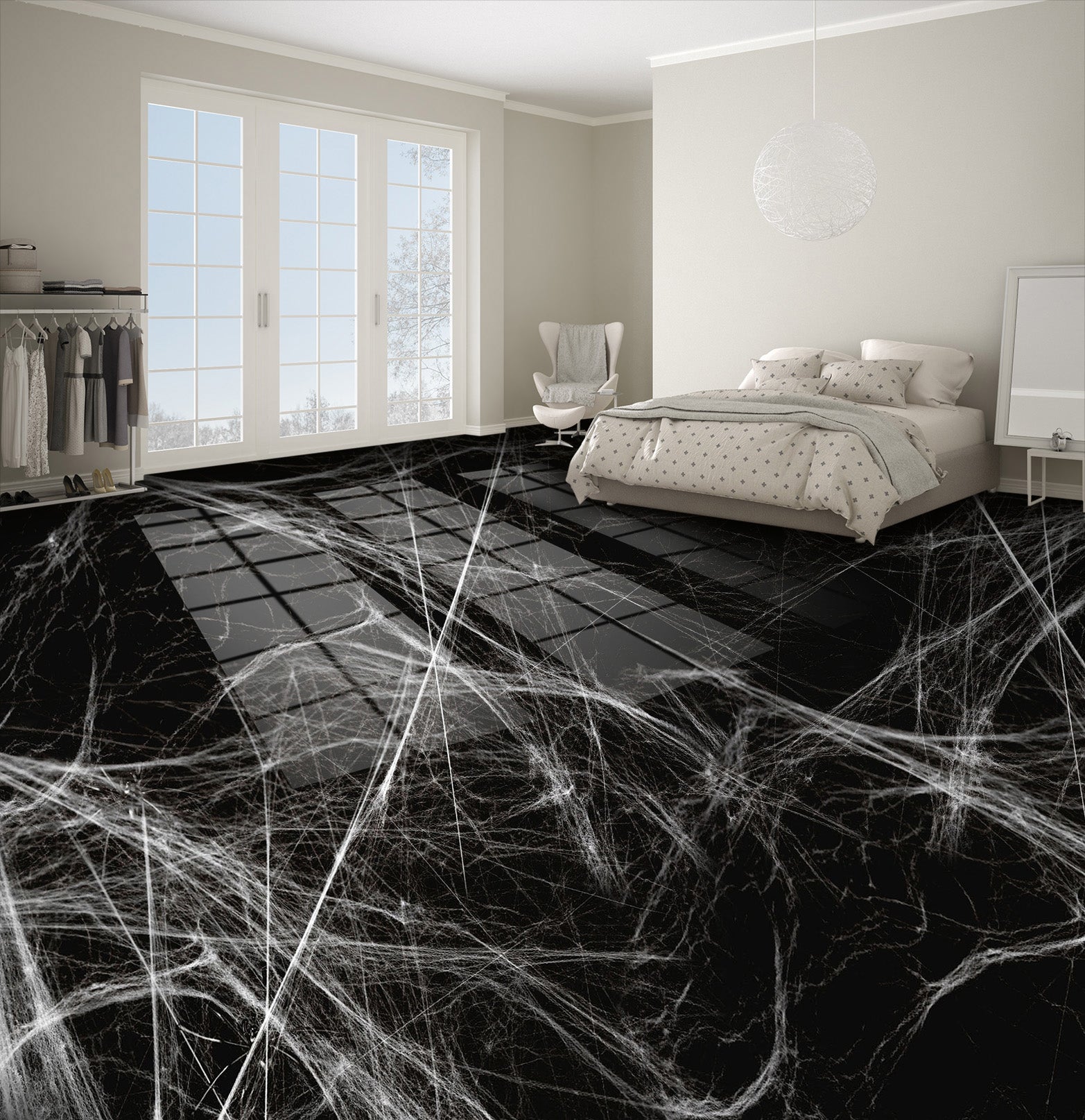 3D White Lines 018 Floor Mural Self-Adhesive Sticker Bathroom Non-slip Waterproof Flooring Murals