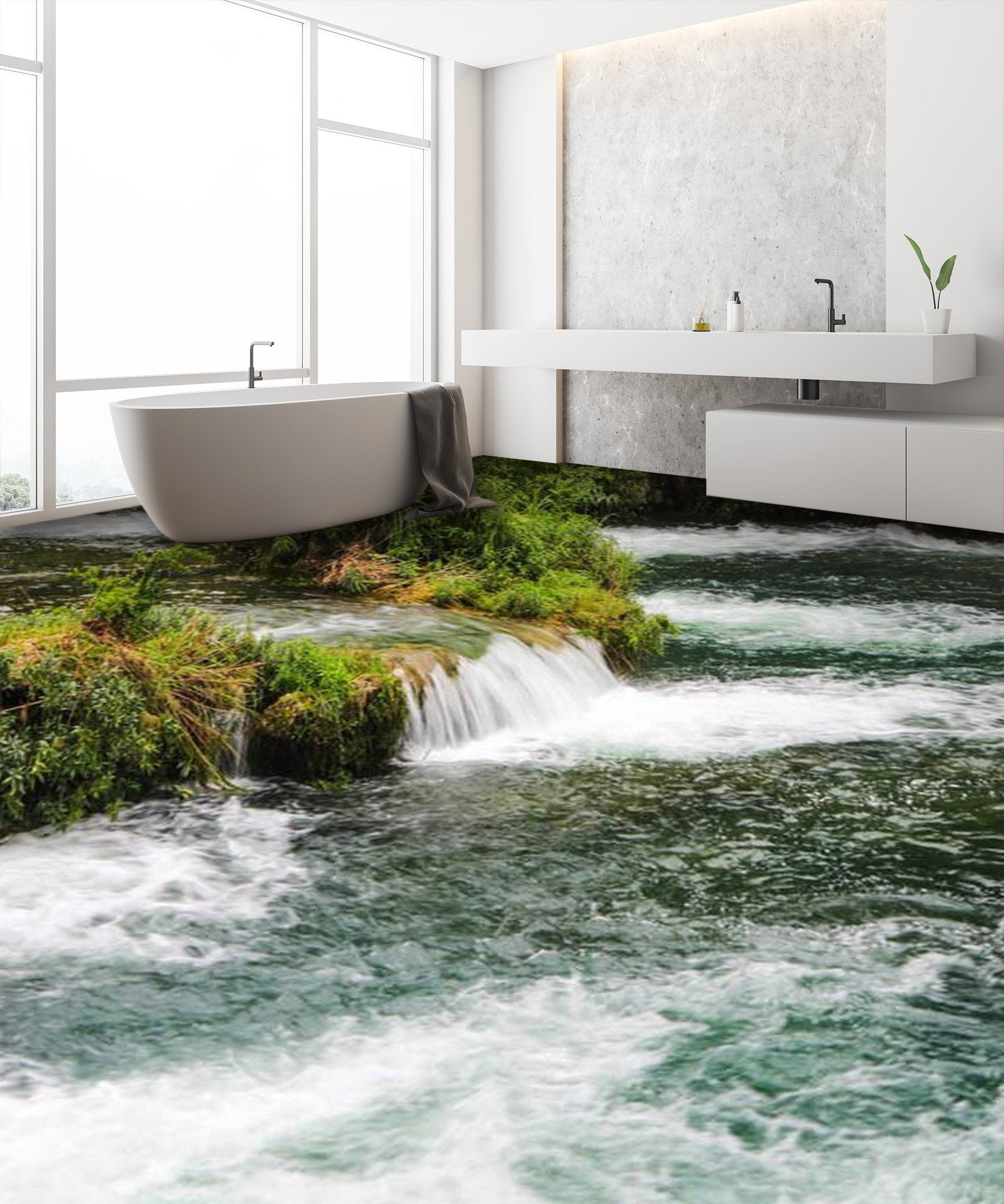 3D Boiling Rivers Floor Mural Wallpaper AJ Wallpaper 2