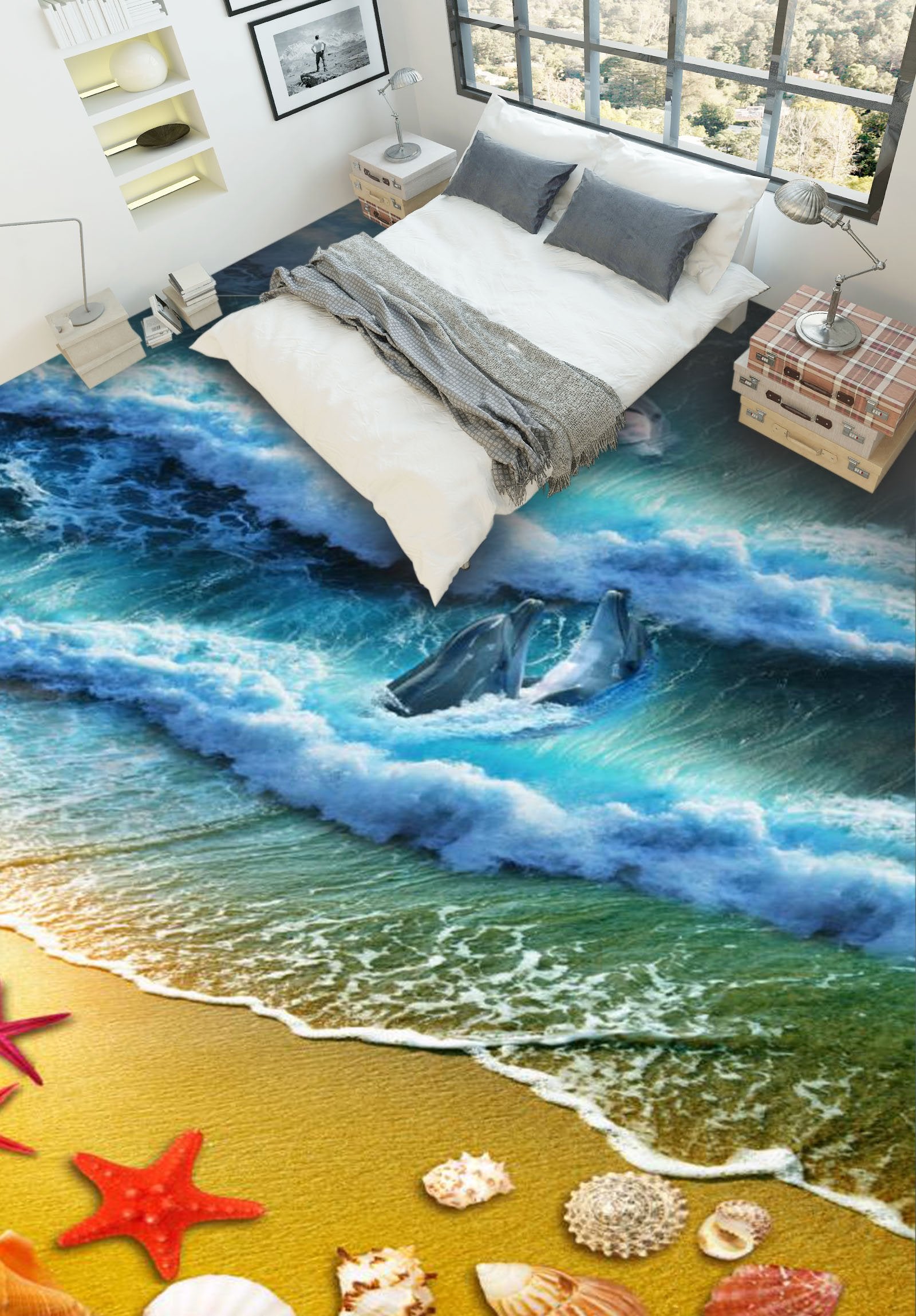 3D Waves Surging 072 Floor Mural Wallpaper AJ Wallpaper 2