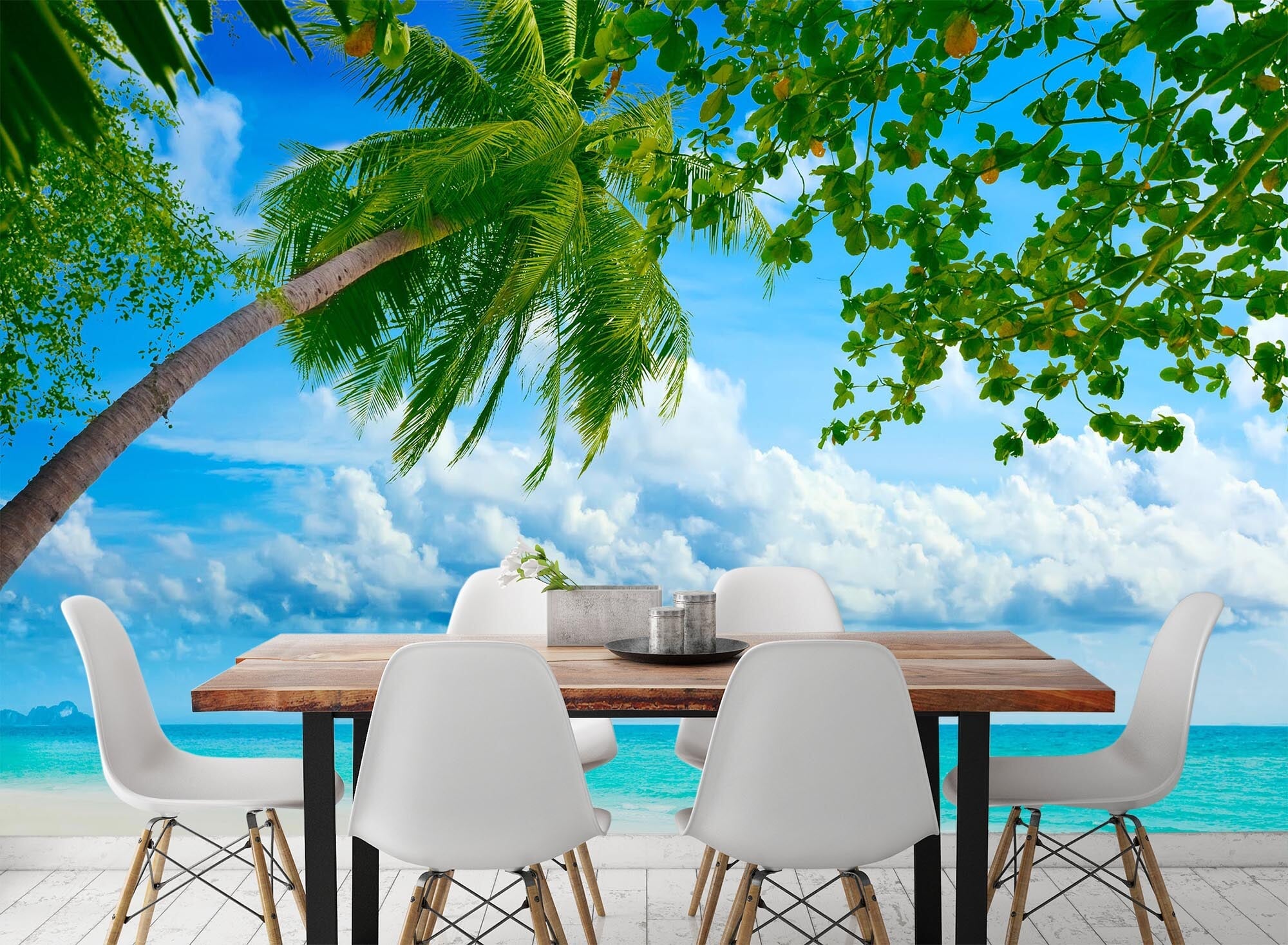 3D Seaside Coconut Tree 002 Wall Murals Wallpaper AJ Wallpaper 2