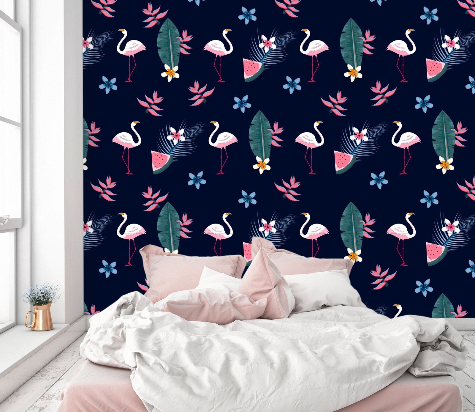 3D Flamingo Watermelon 257 Wallpaper AJ Wallpaper