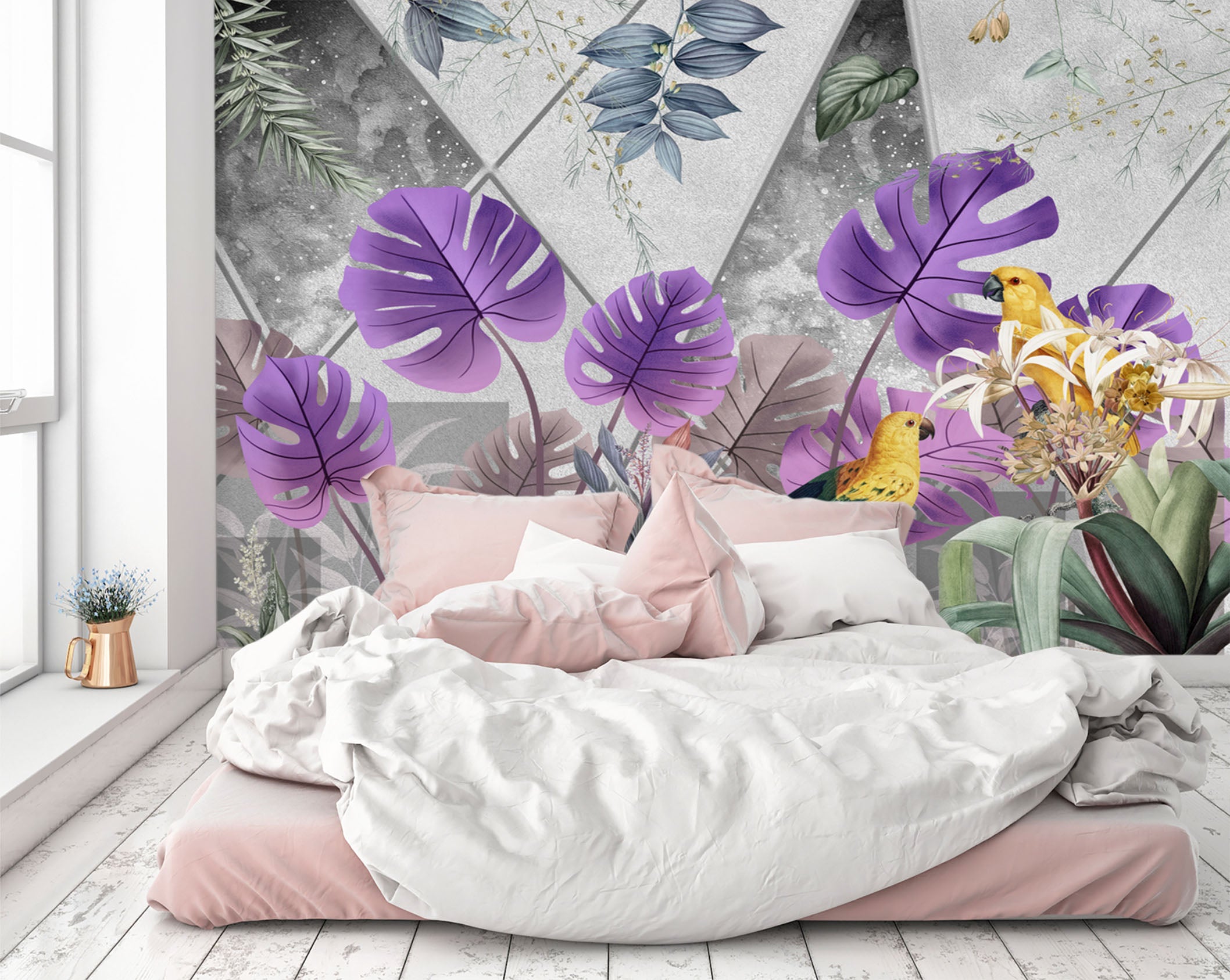 3D Purple Leaves 1538 Wall Murals