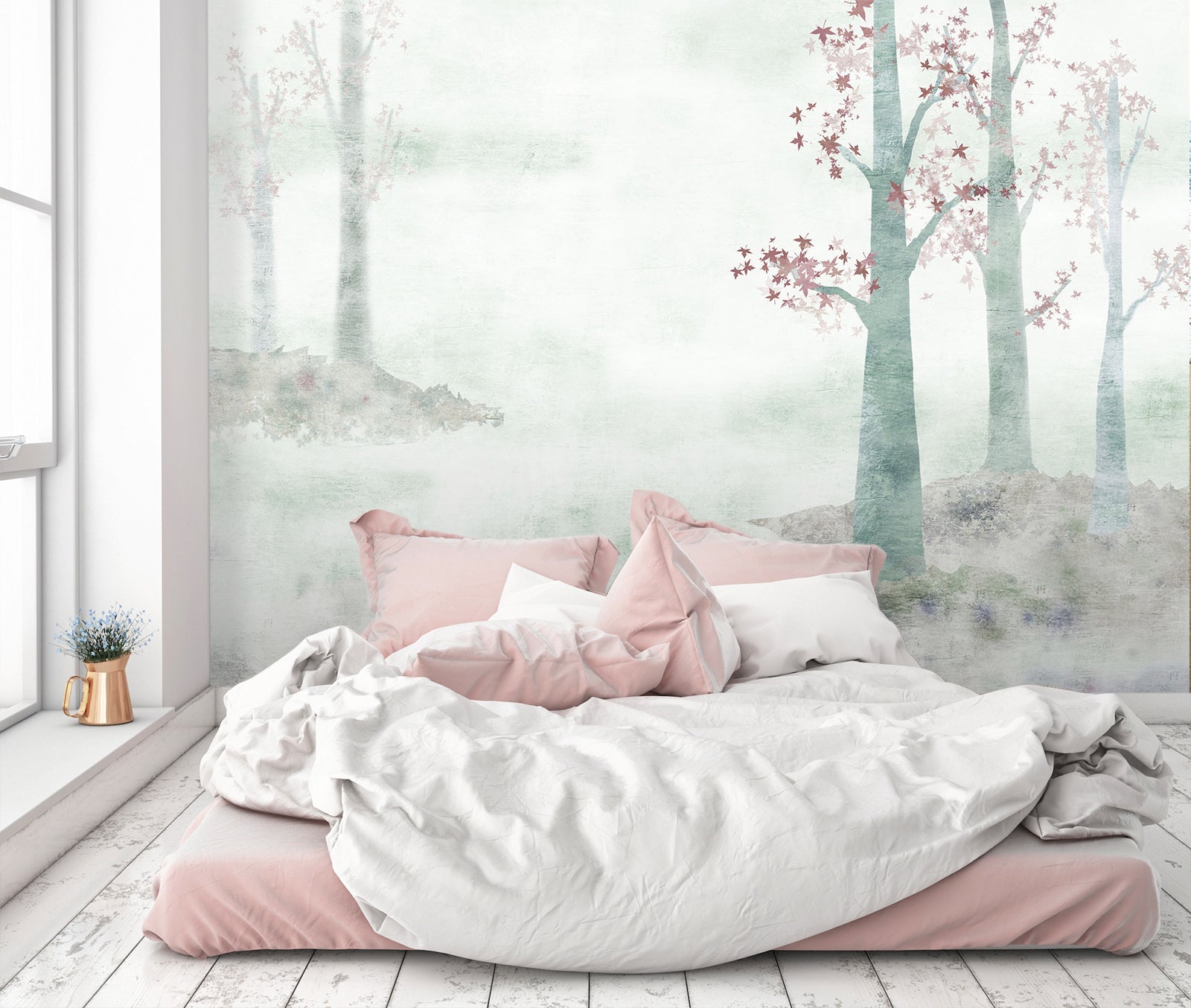 3D Hand Painted Tree White 063 Wall Murals