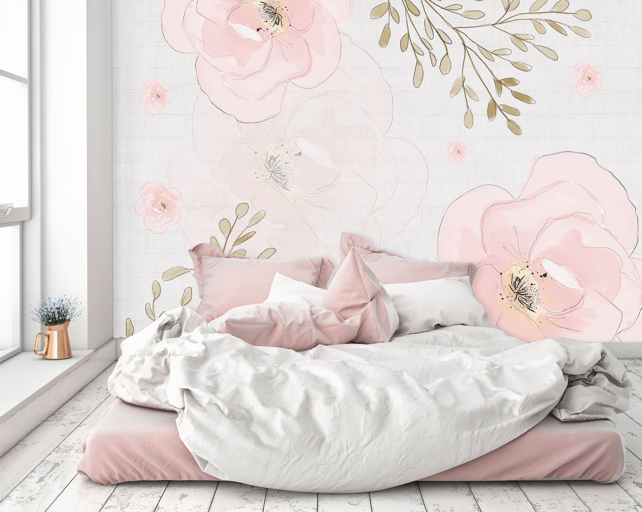 3D Pink Flowers 1538 Wall Murals