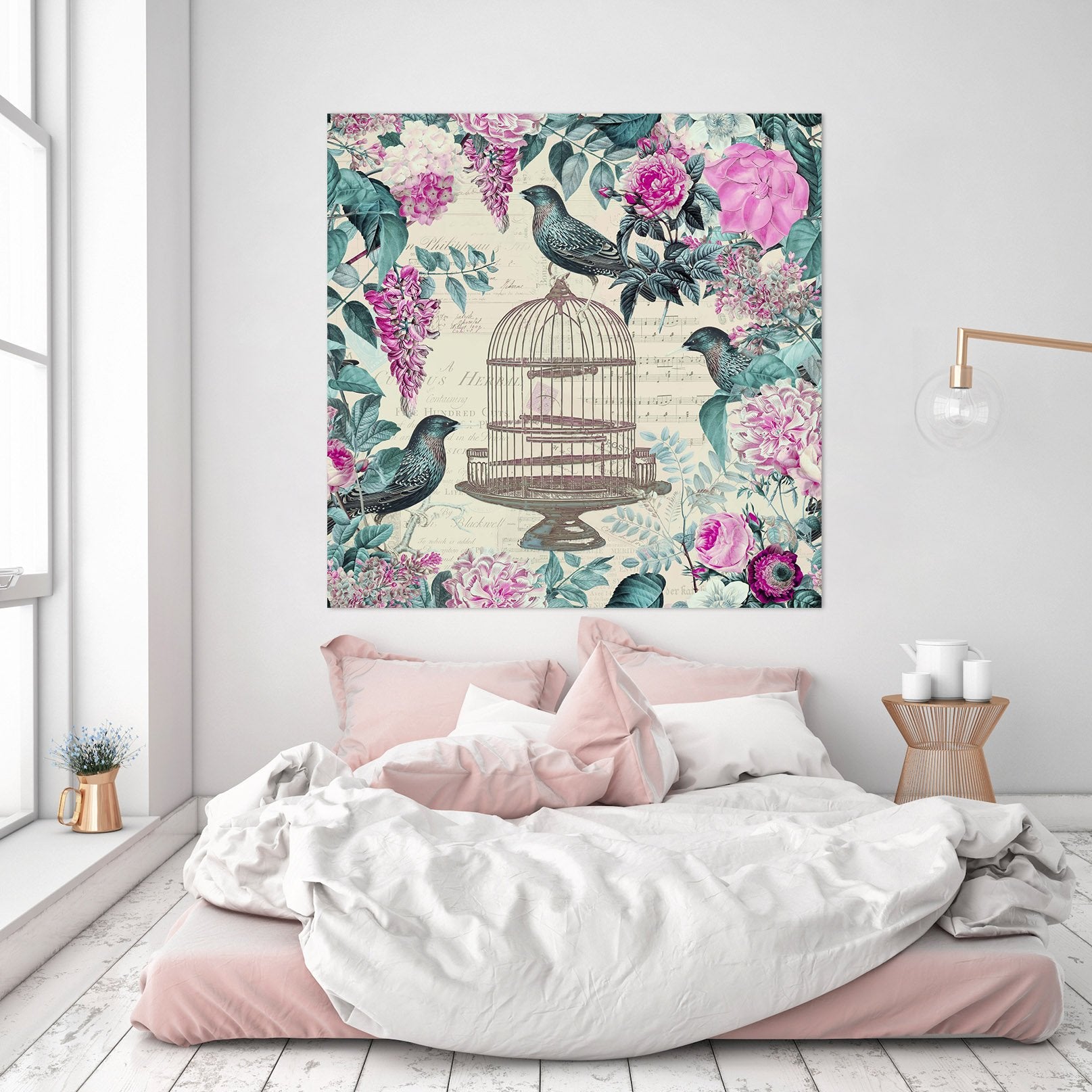 3D Birdcage And Flowers 002 Andrea haase Wall Sticker Wallpaper AJ Wallpaper 2