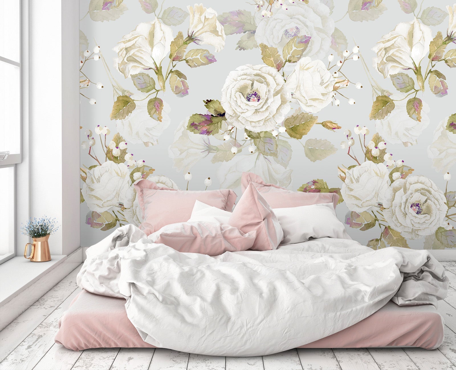 3D White Peony 128 Wall Murals Wallpaper AJ Wallpaper 2