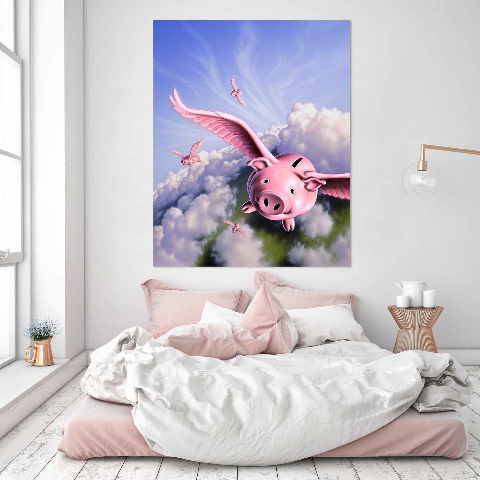 3D Flying Pig 034 Jerry LoFaro Wall Sticker