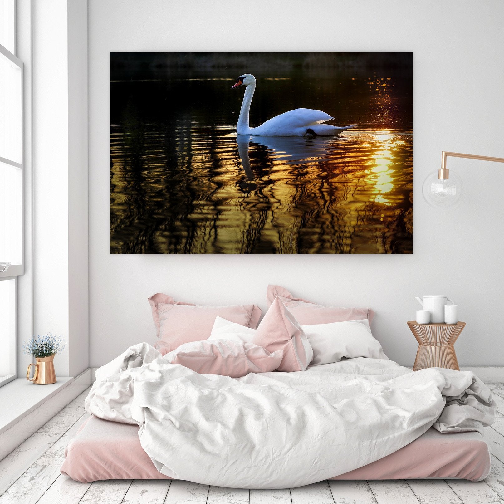3D Swan Swimming 120 Animal Wall Stickers Wallpaper AJ Wallpaper 2