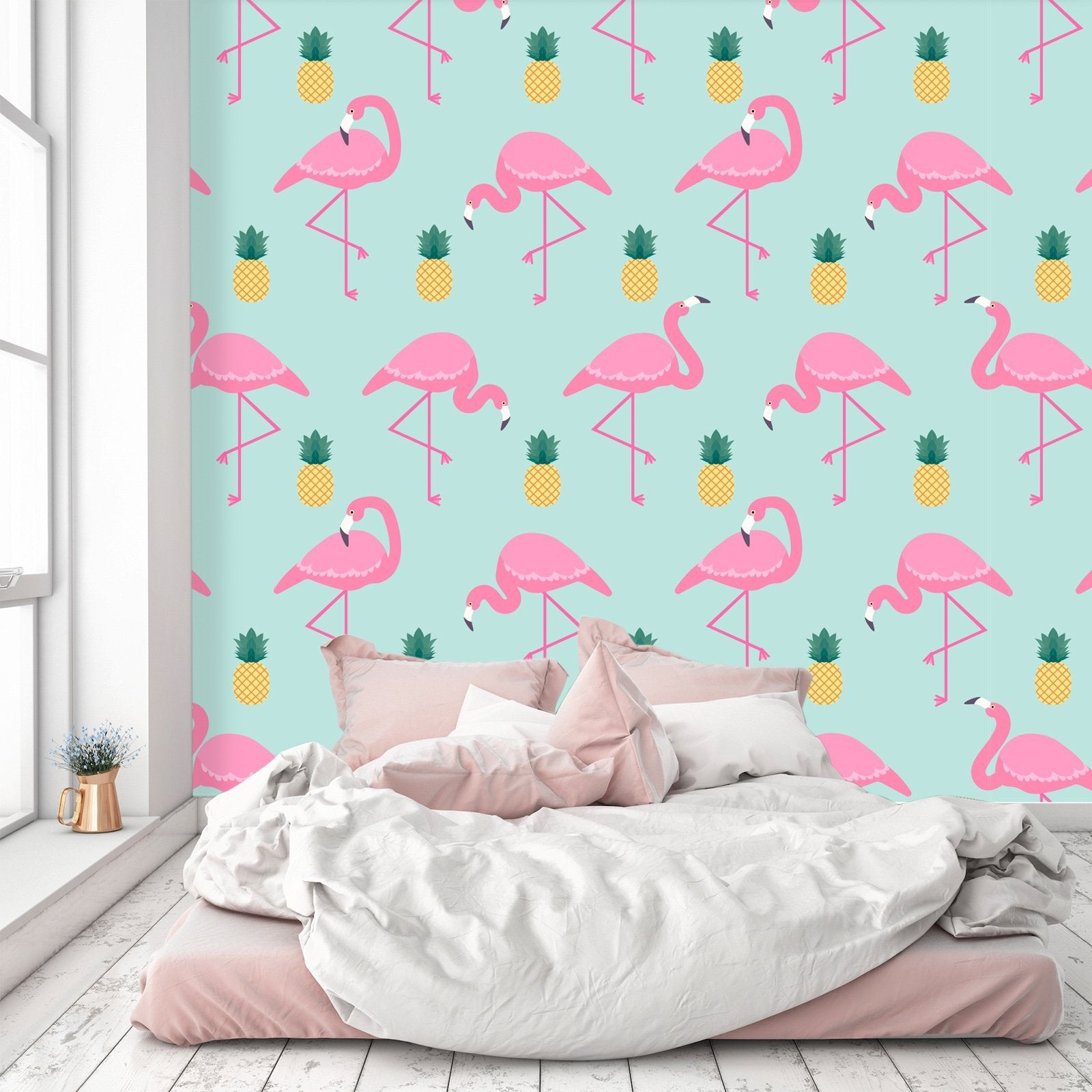 3D Flamingo Pineapple 454 Wallpaper AJ Wallpaper