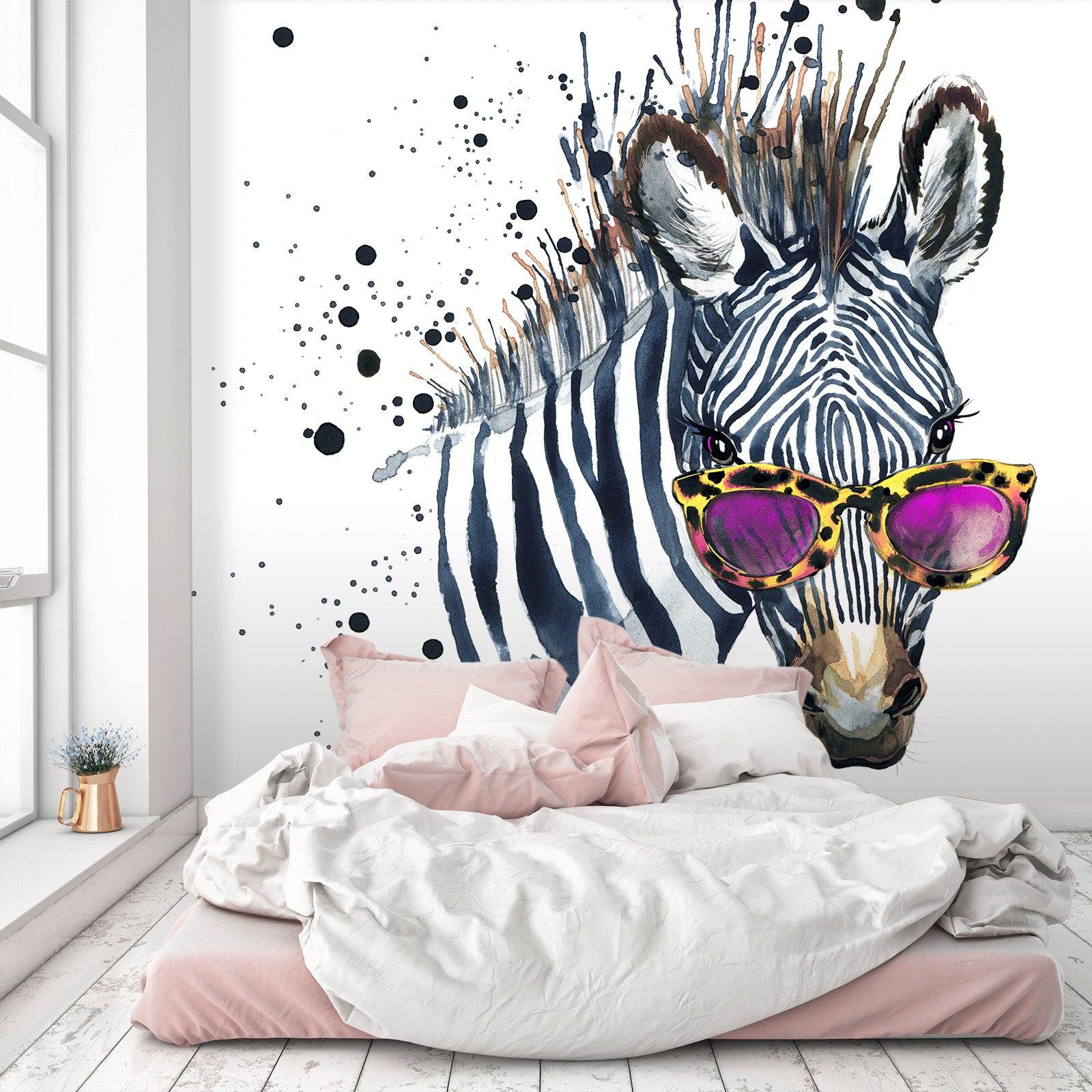 3D Zebra Sunglasses 374 Wall Murals