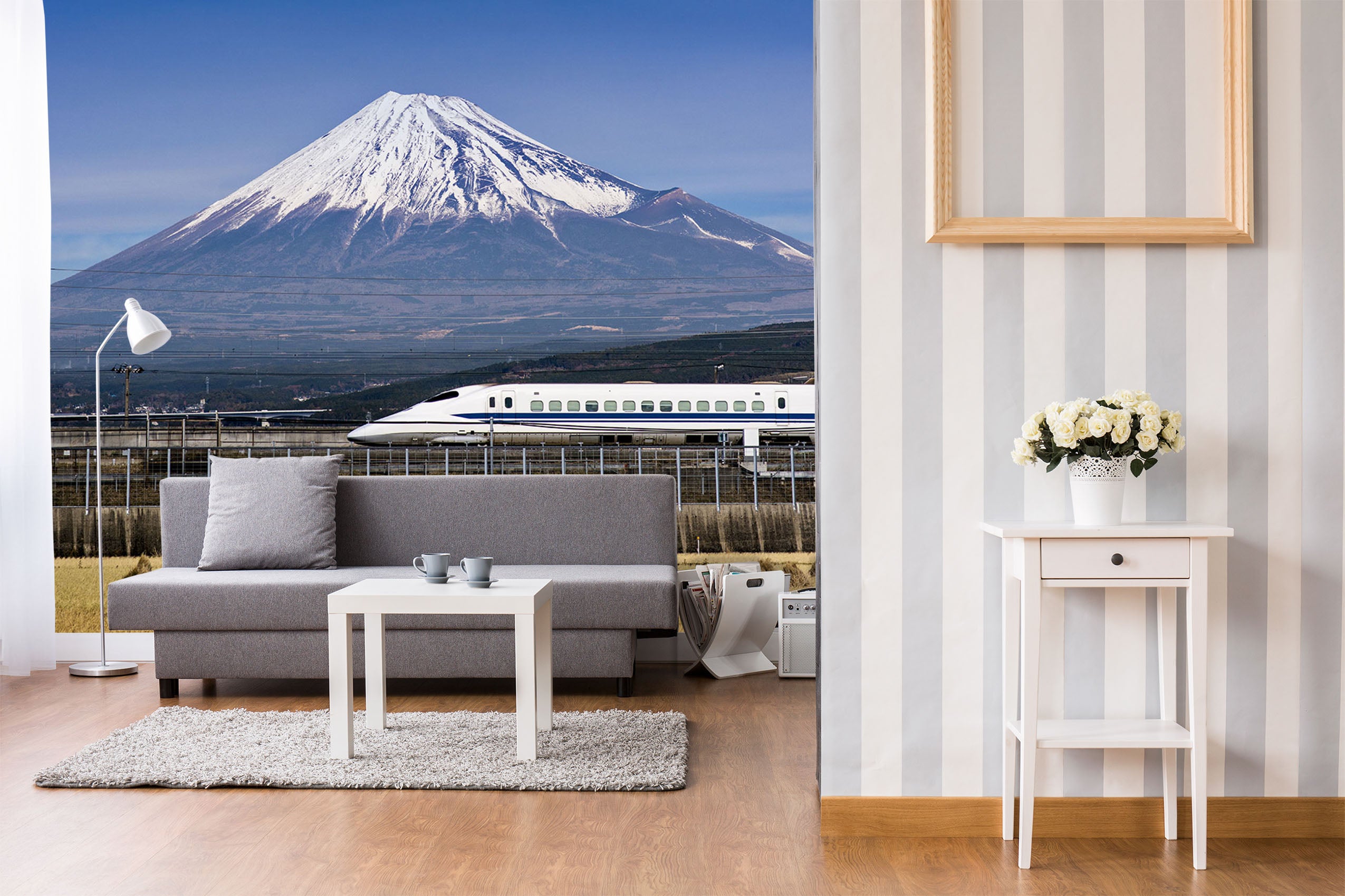 3D Snow Mountain Train 154 Vehicle Wall Murals