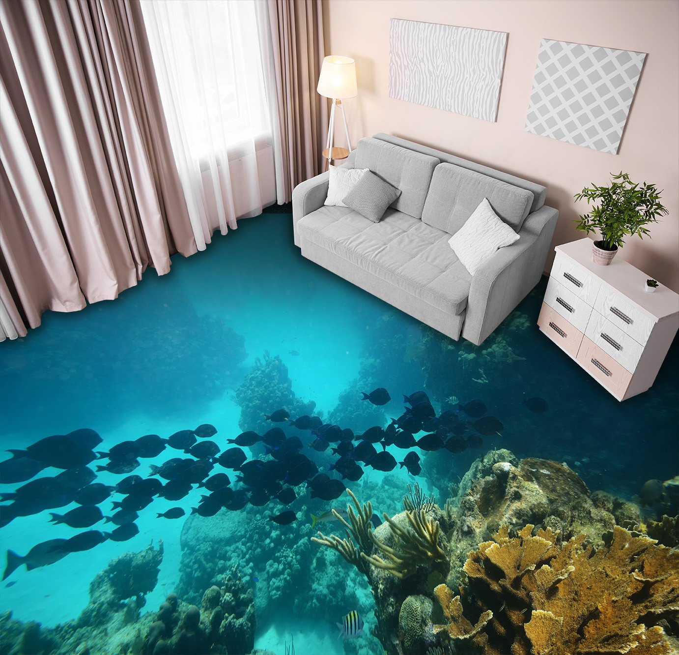 3D Deep Sea Stones 043 Floor Mural Wallpaper AJ Wallpaper 2