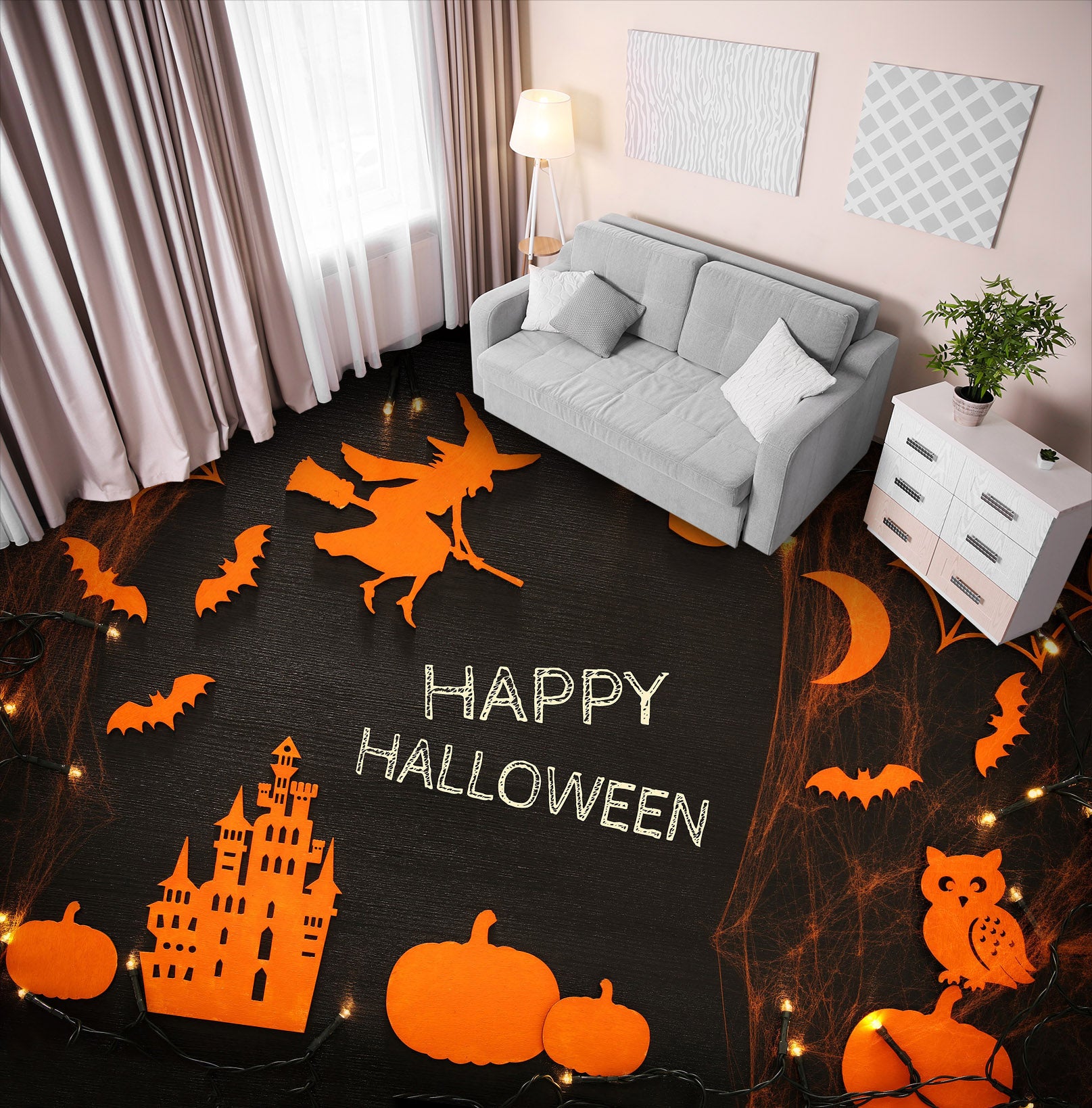 3D Happy Halloween 014 Floor Mural Self-Adhesive Sticker Bathroom Non-slip Waterproof Flooring Murals