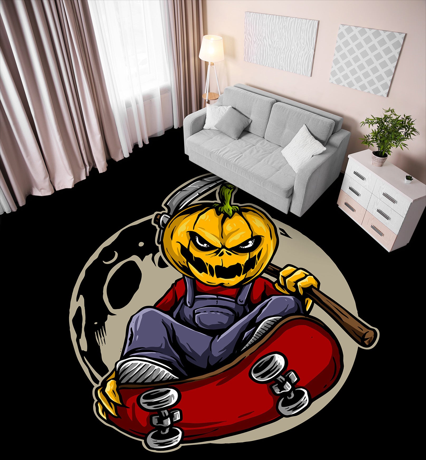 3D Halloween Pumpkin 002 Floor Mural Self-Adhesive Sticker Bathroom Non-slip Waterproof Flooring Murals