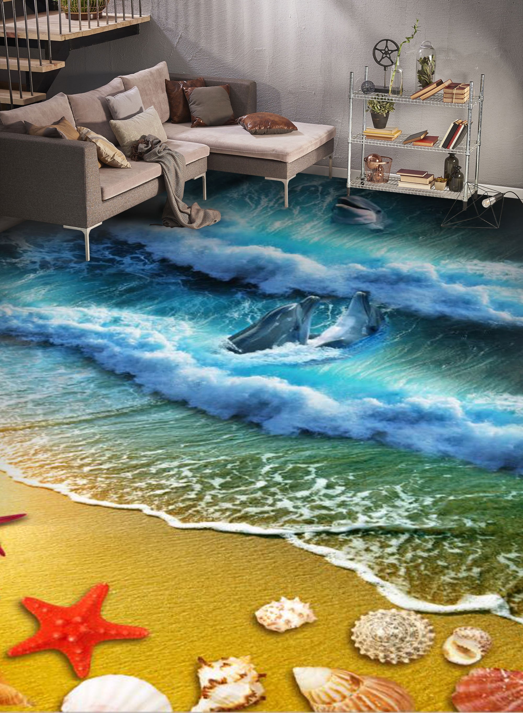 3D Waves Surging 072 Floor Mural Wallpaper AJ Wallpaper 2