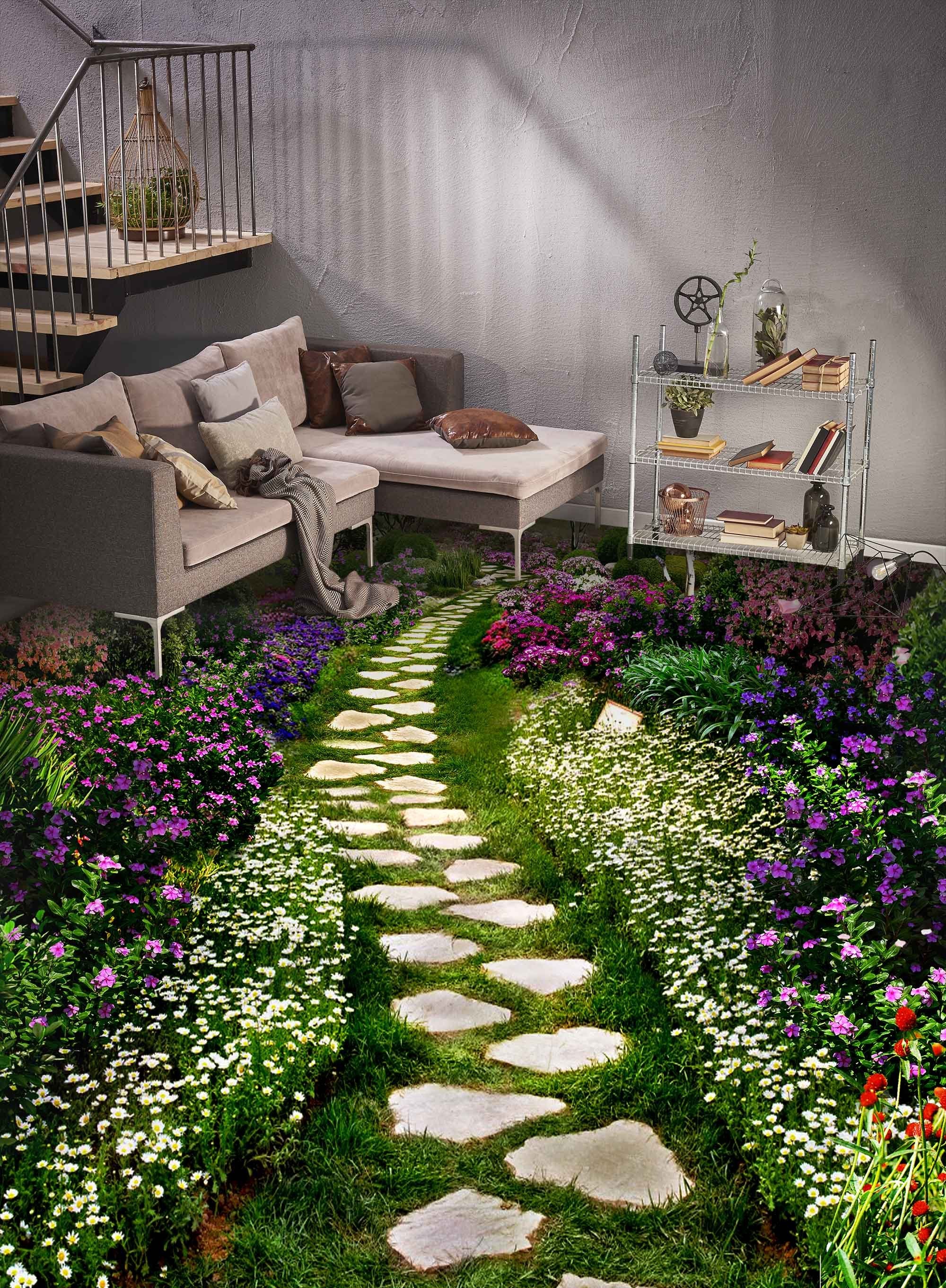 3D Garden Stone Path Floor Mural Wallpaper AJ Wallpaper 2