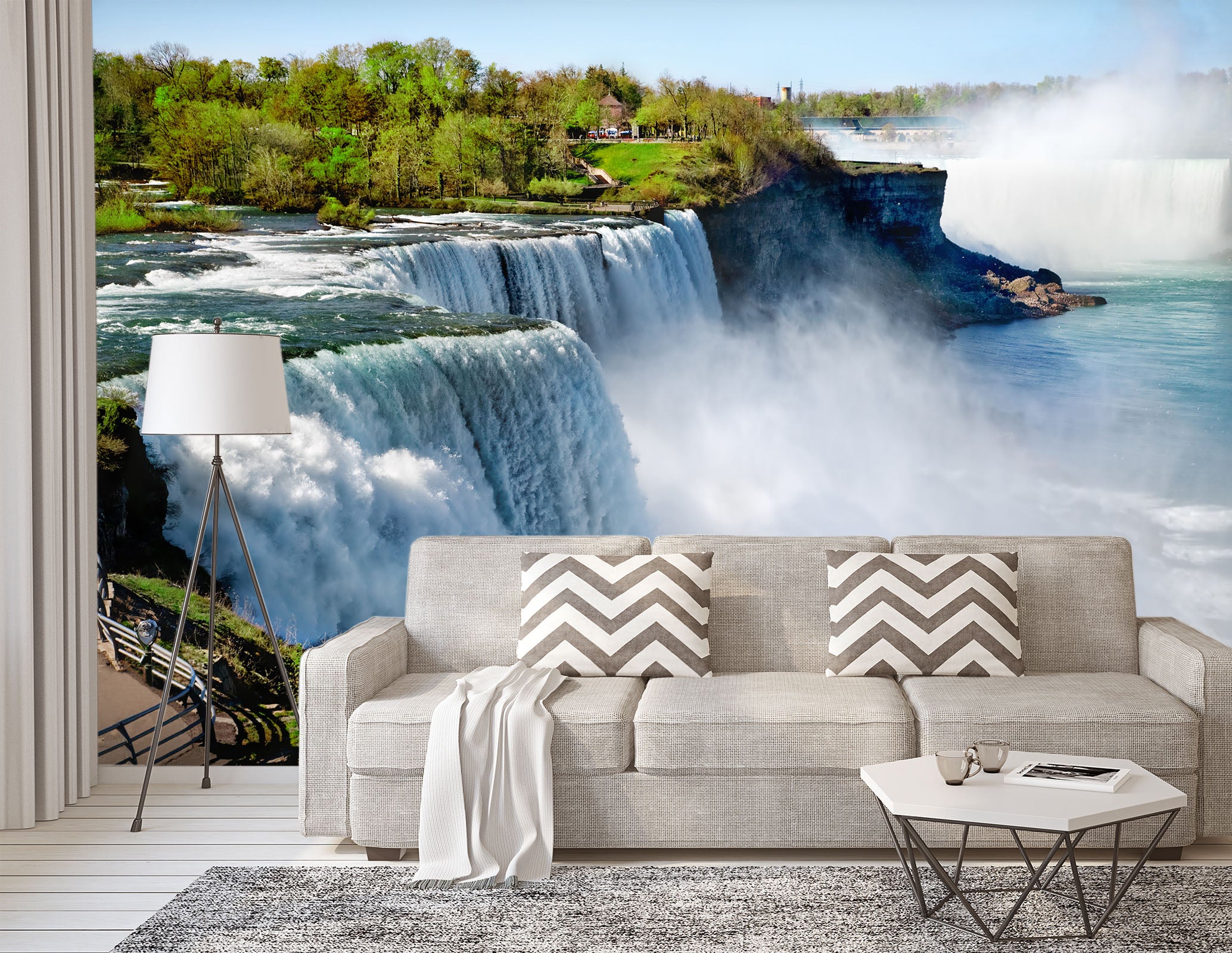 3D White Waterfall 33 Wall Murals