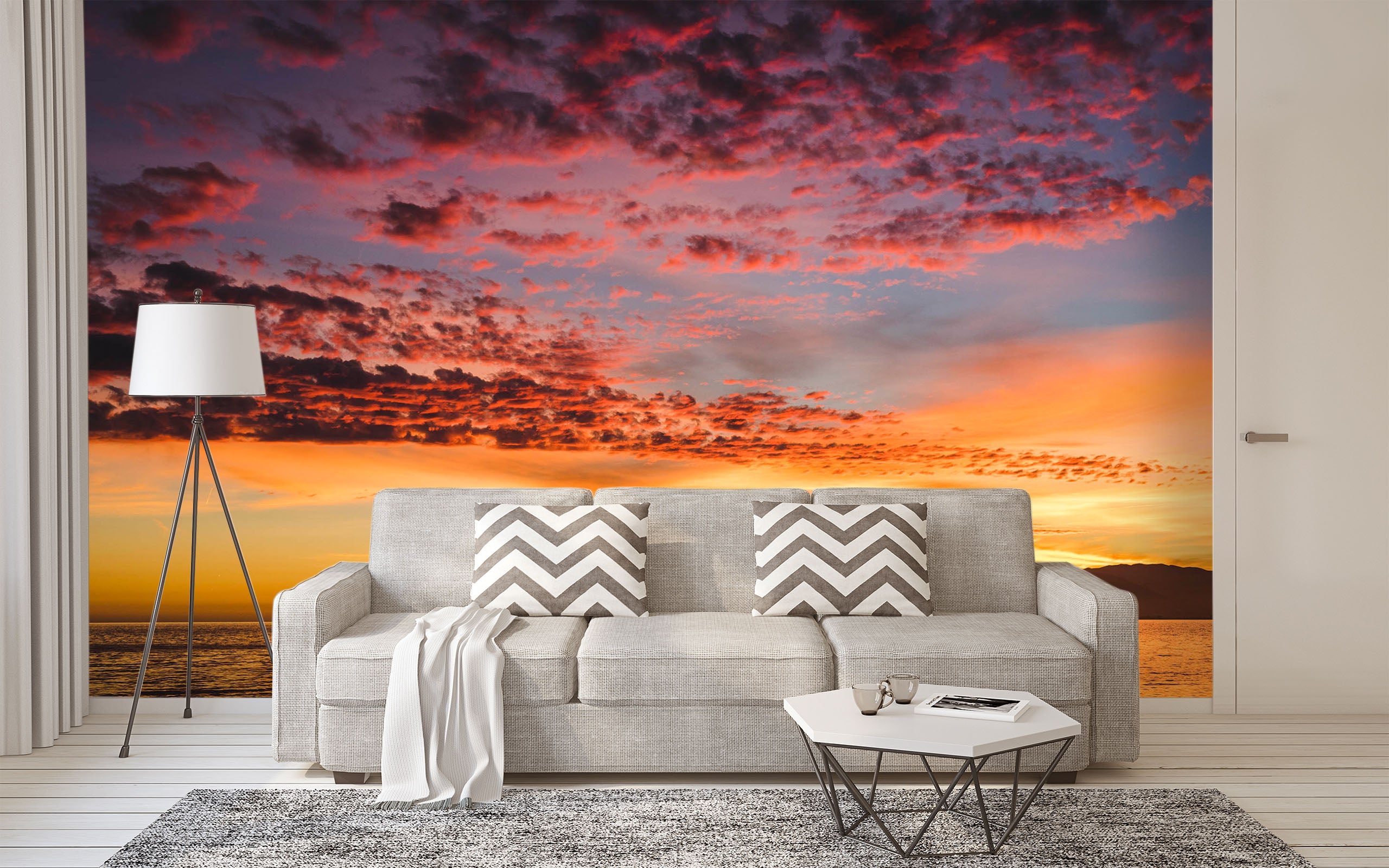 3D Sunset Sky Clouds 87 Wall Murals