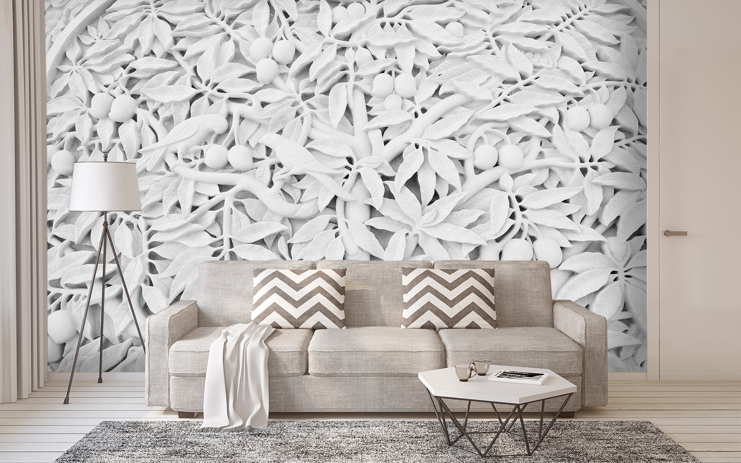 3D Carving Leaves 1593 Wall Murals