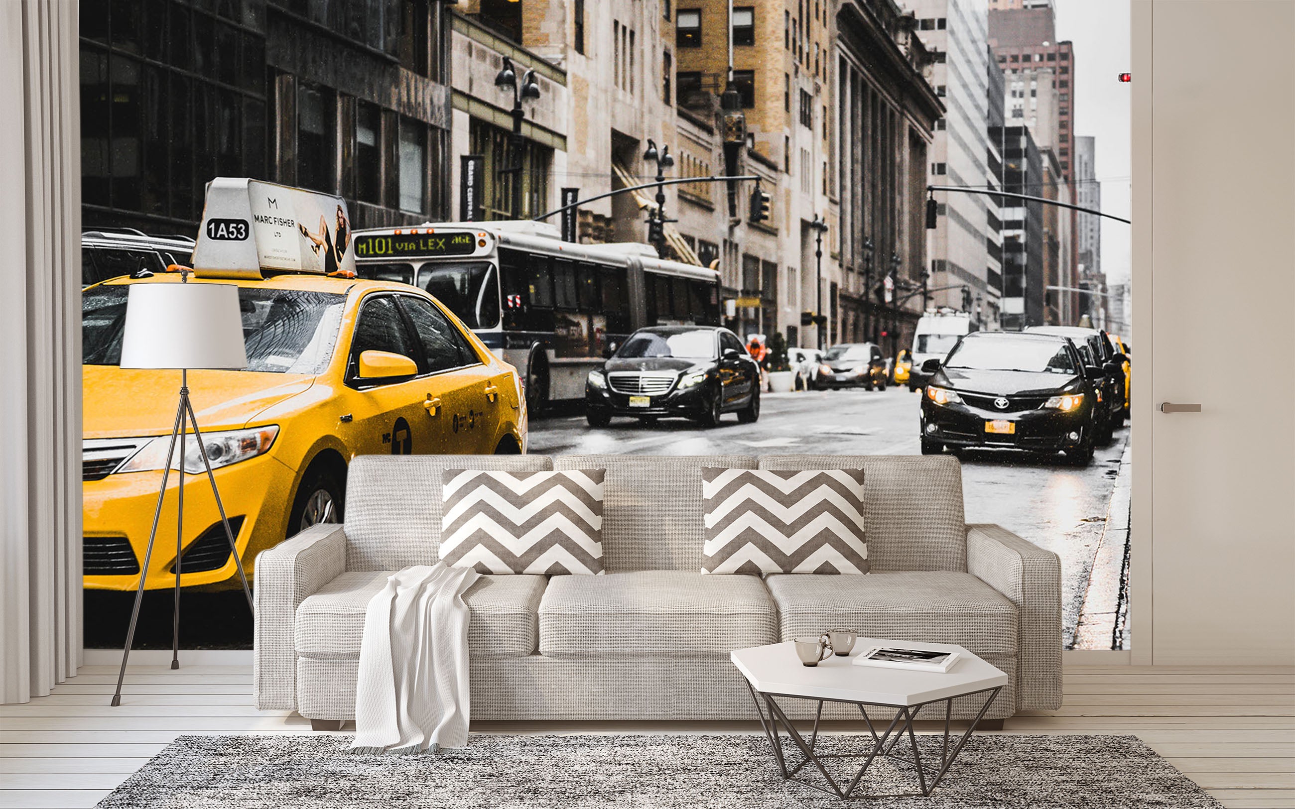 3D Taxi Junction 398 Vehicle Wall Murals