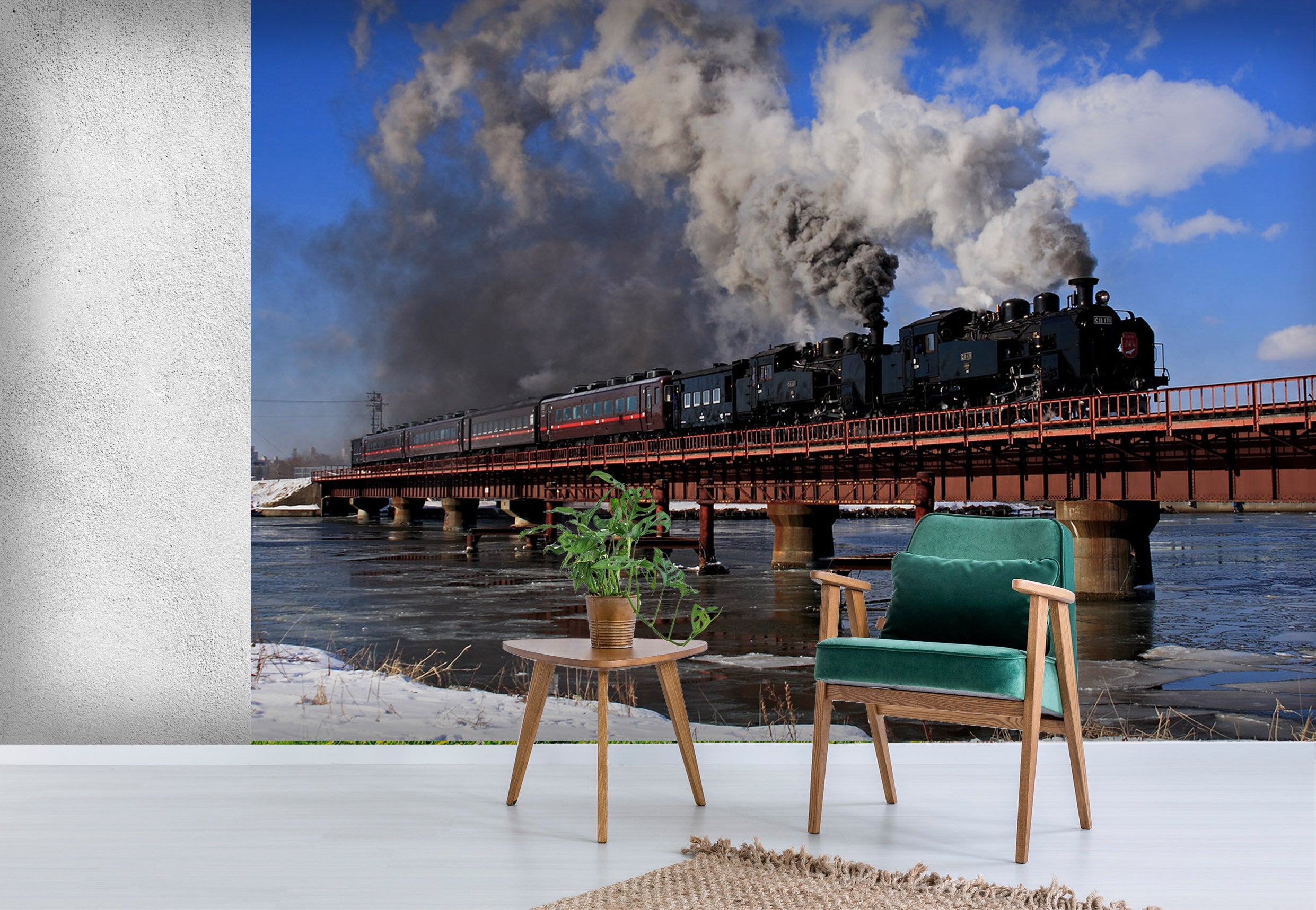 3D Train Black Smoke 174 Vehicle Wall Murals