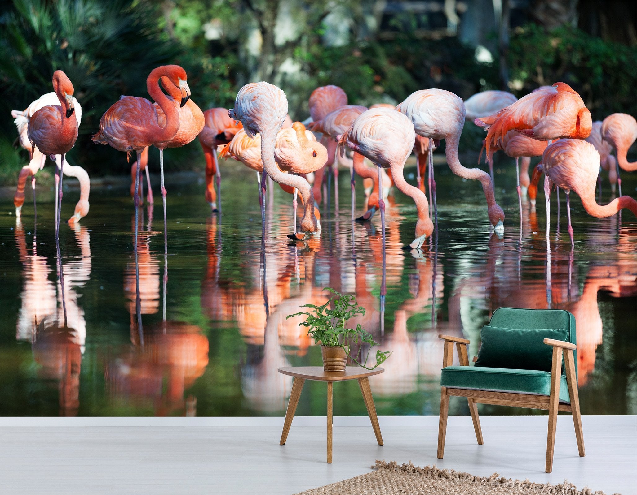 3D Flamingo Splashing 656 Wallpaper AJ Wallpaper