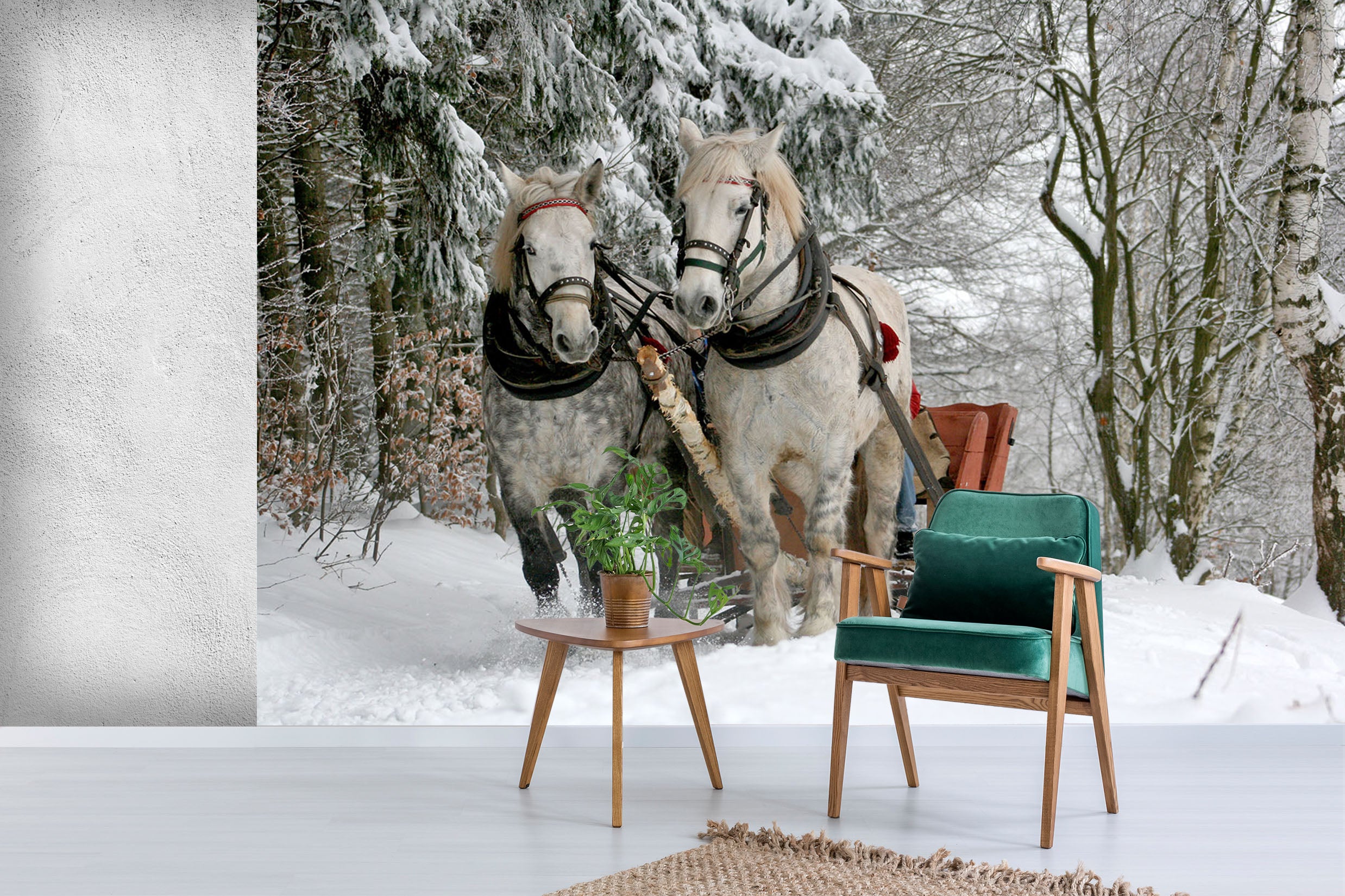 3D Horse Sleigh 263 Wall Murals