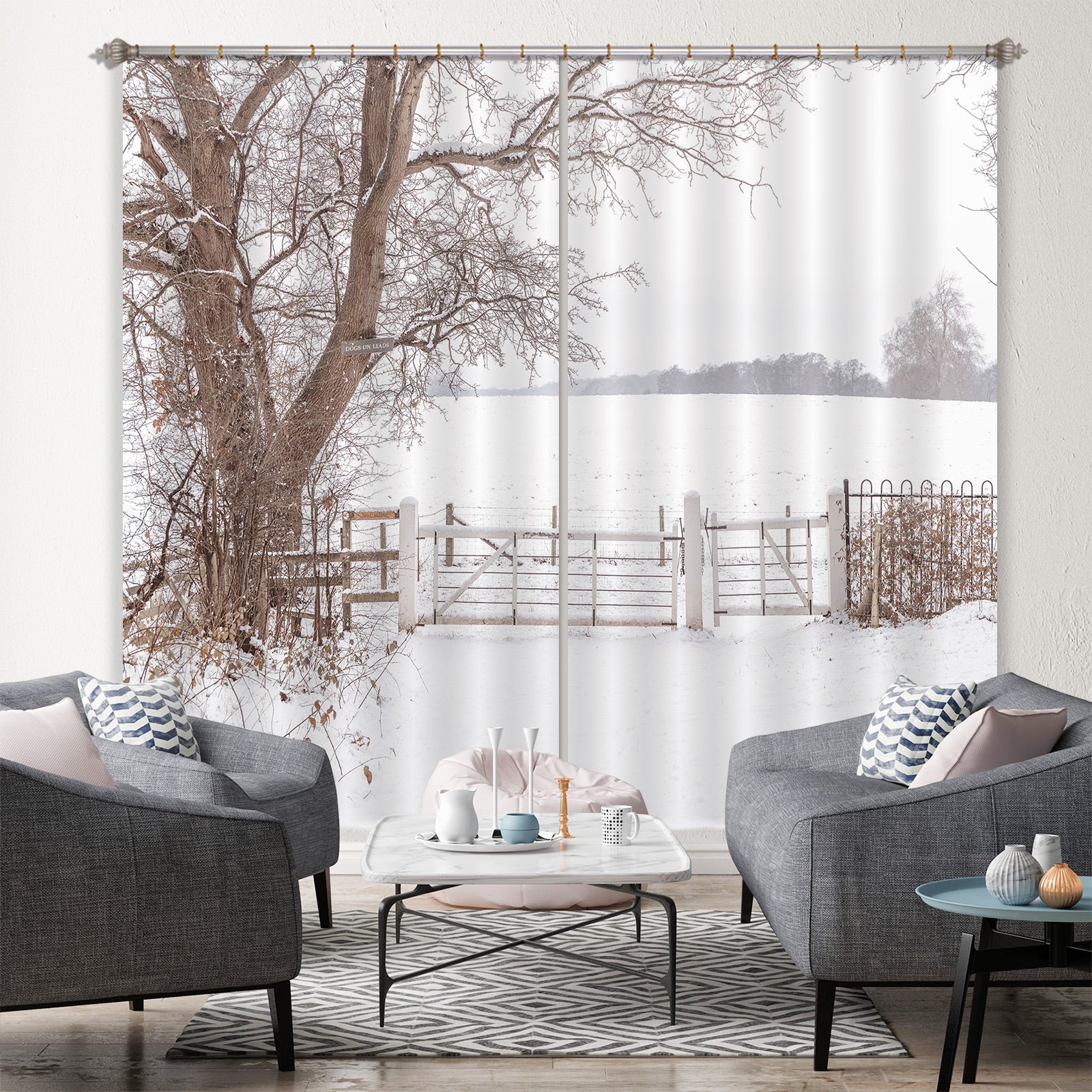 3D Snow Tree 050 Assaf Frank Curtain Curtains Drapes