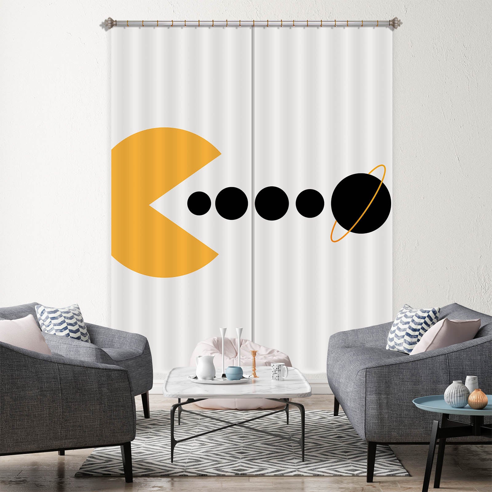 3D Yellow Monster 1144 Boris Draschoff Curtain Curtains Drapes