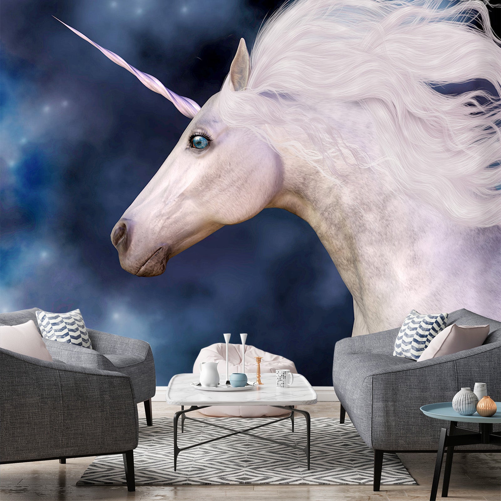 3D White Unicorn 1548 Wall Murals