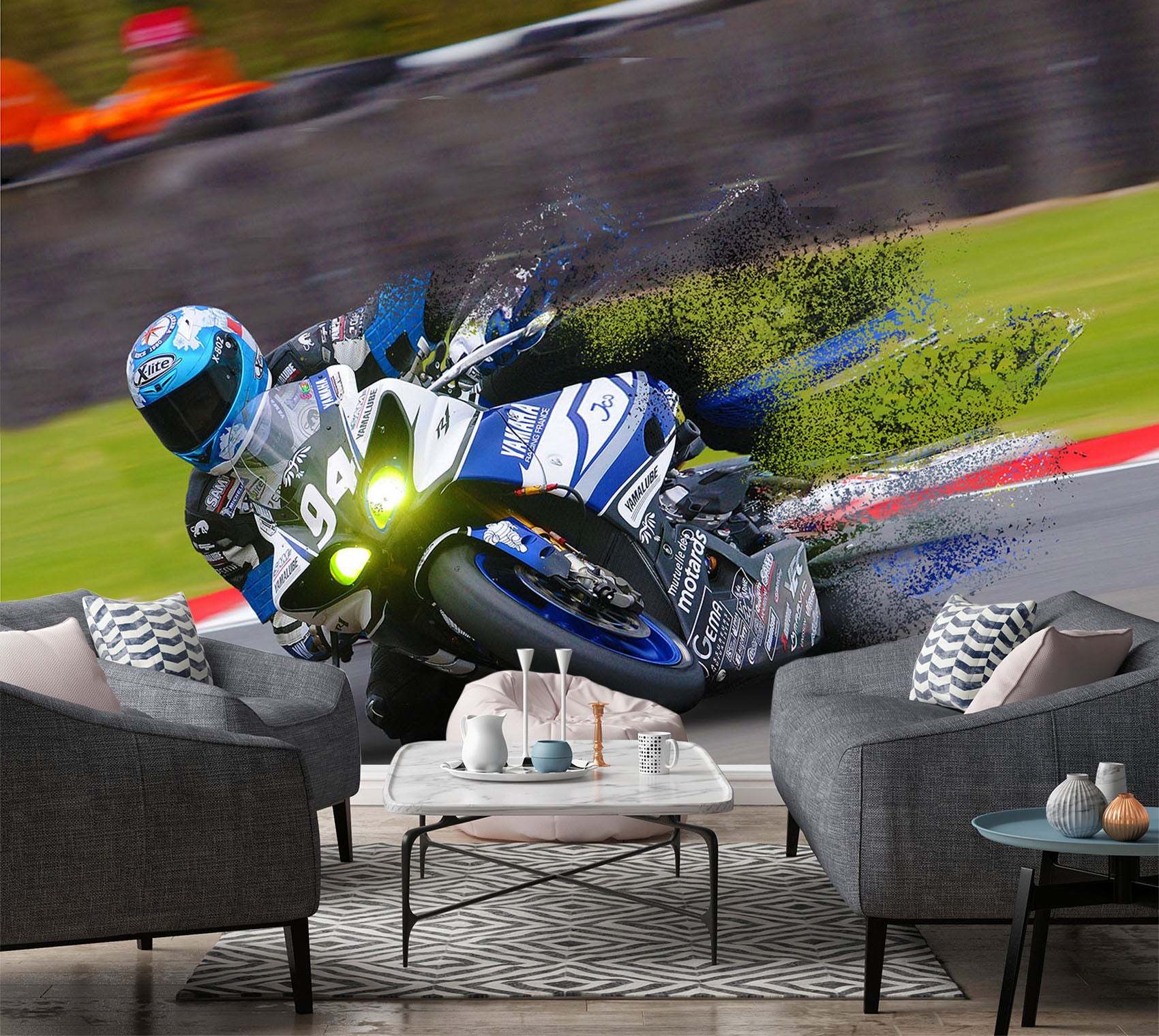 3D Motorcycle Drift 185 Vehicle Wall Murals