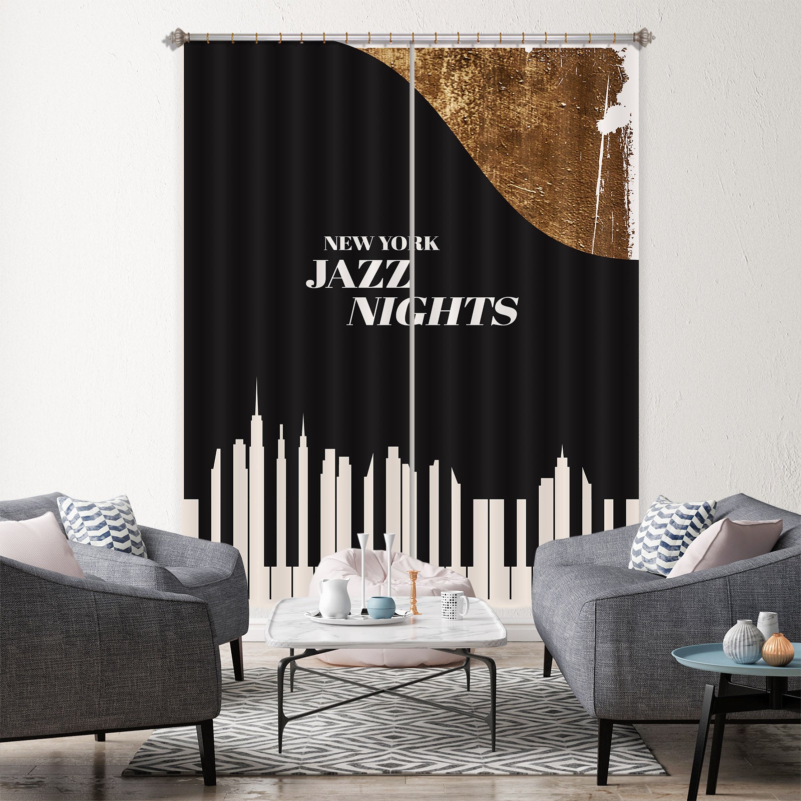 3D Piano Key Pattern 1066 Boris Draschoff Curtain Curtains Drapes