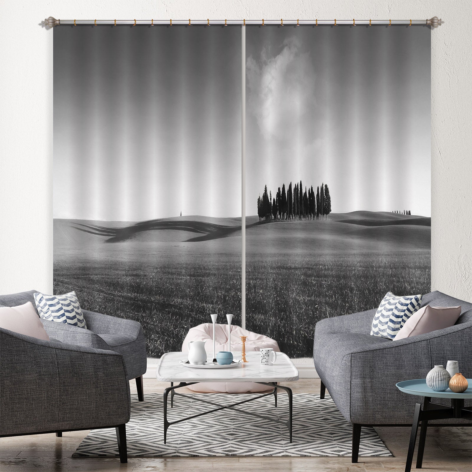 3D Grey Desert 089 Marco Carmassi Curtain Curtains Drapes
