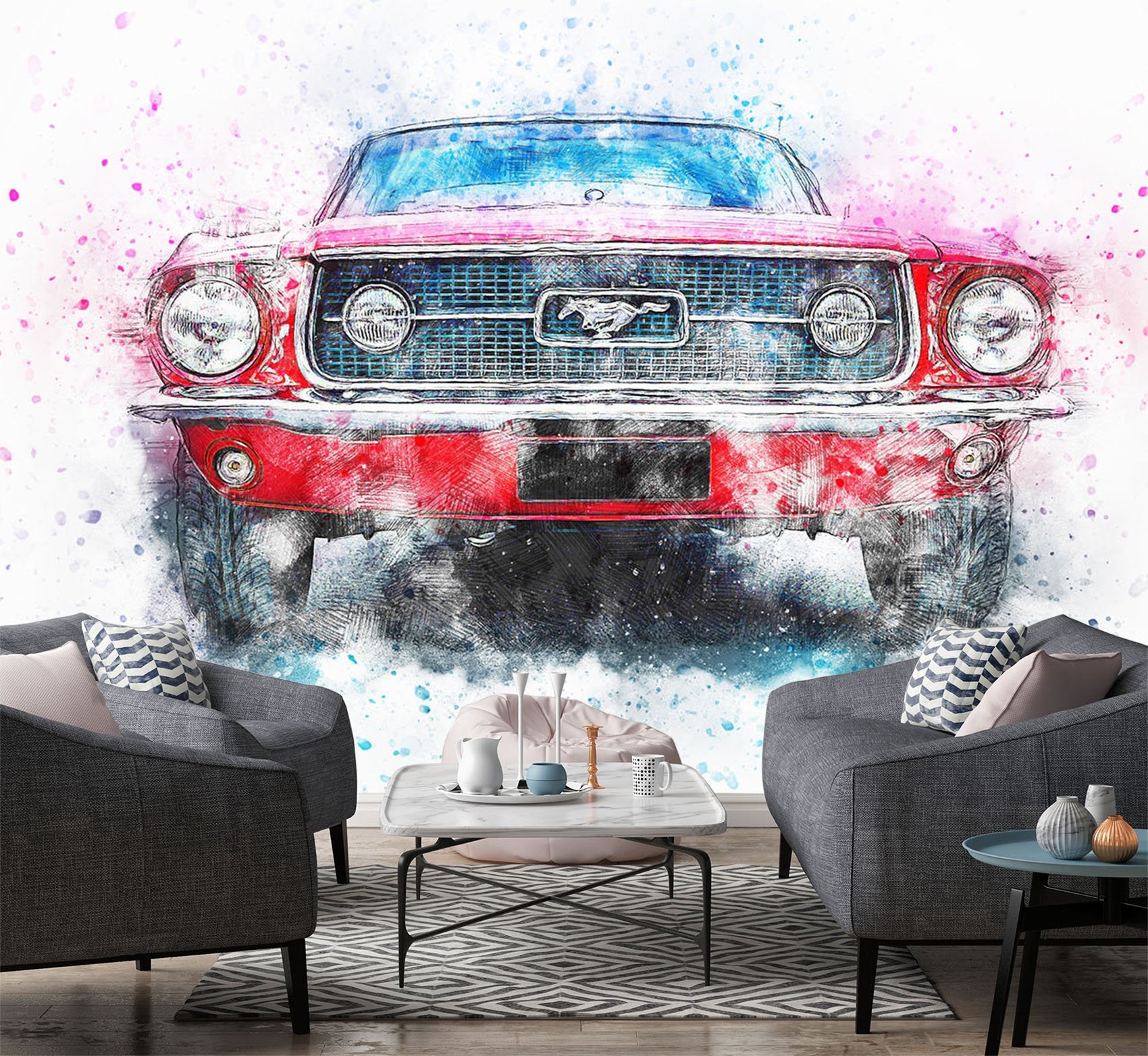 3D Foggy Car Light 951 Vehicle Wall Murals Wallpaper AJ Wallpaper 2
