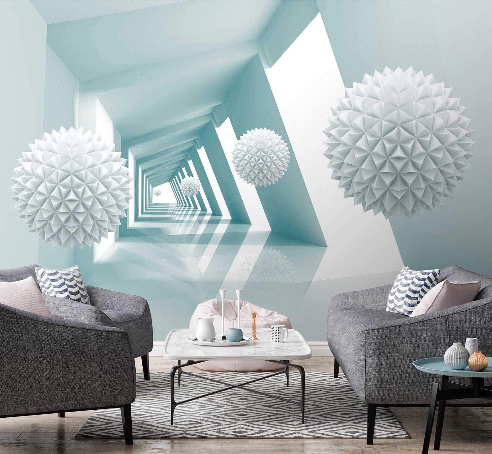 3D White Ball 043 Wall Murals Wallpaper AJ Wallpaper 2