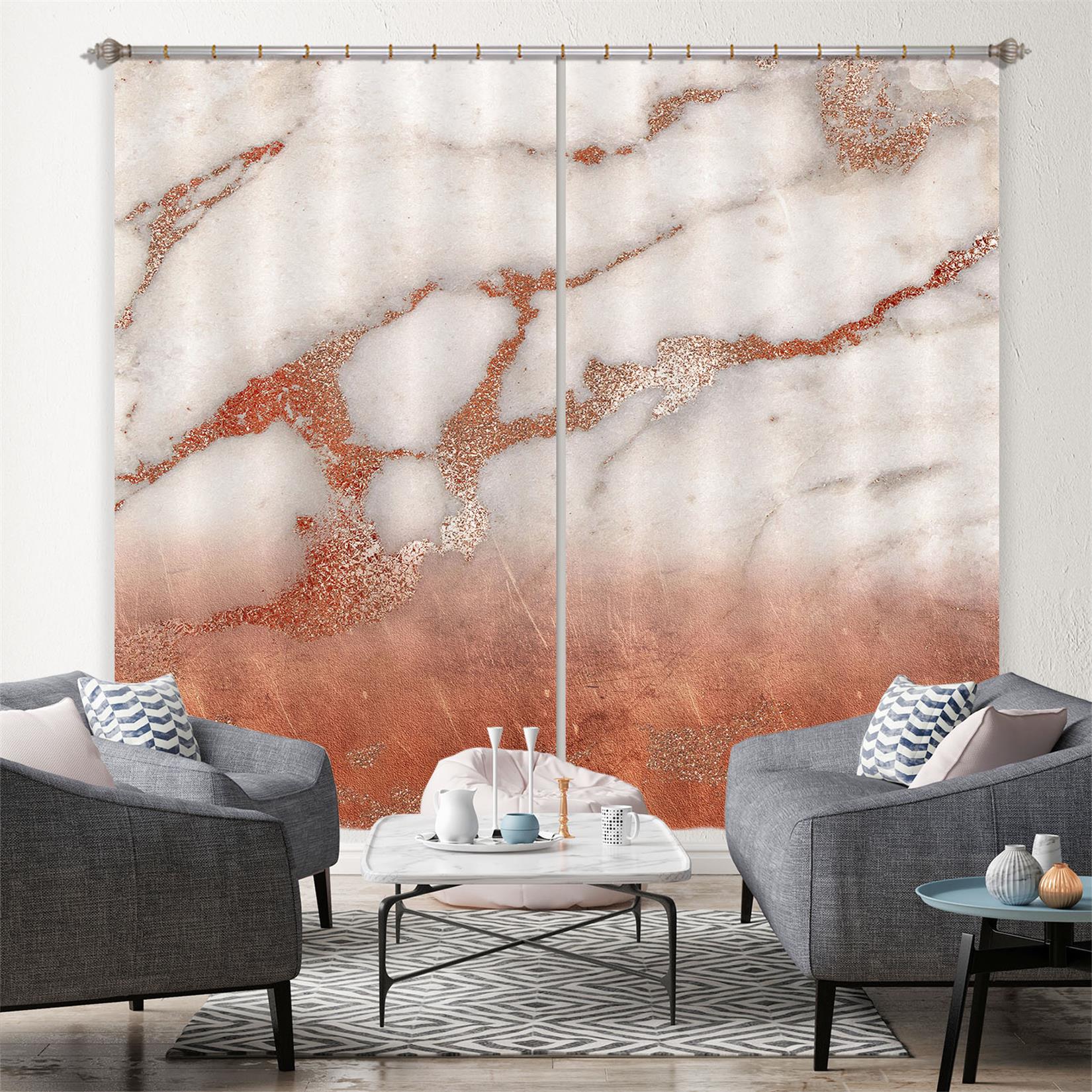3D Red Gold Marble 190 Uta Naumann Curtain Curtains Drapes