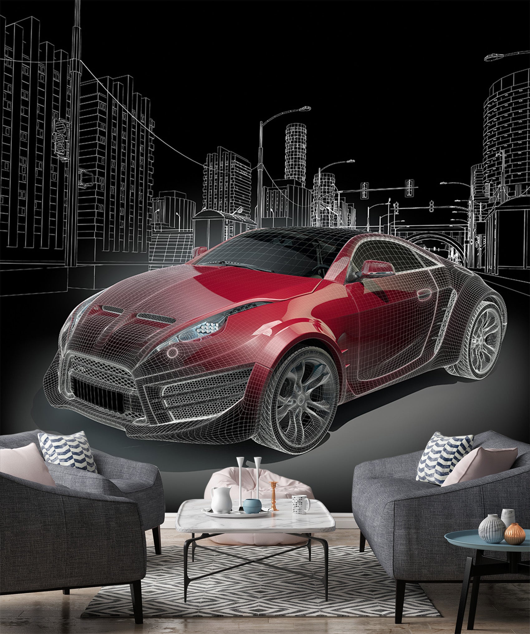 3D Building Car 003 Vehicle Wall Murals