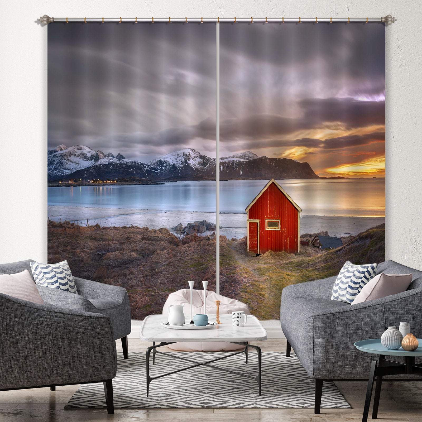 3D Red House 157 Marco Carmassi Curtain Curtains Drapes