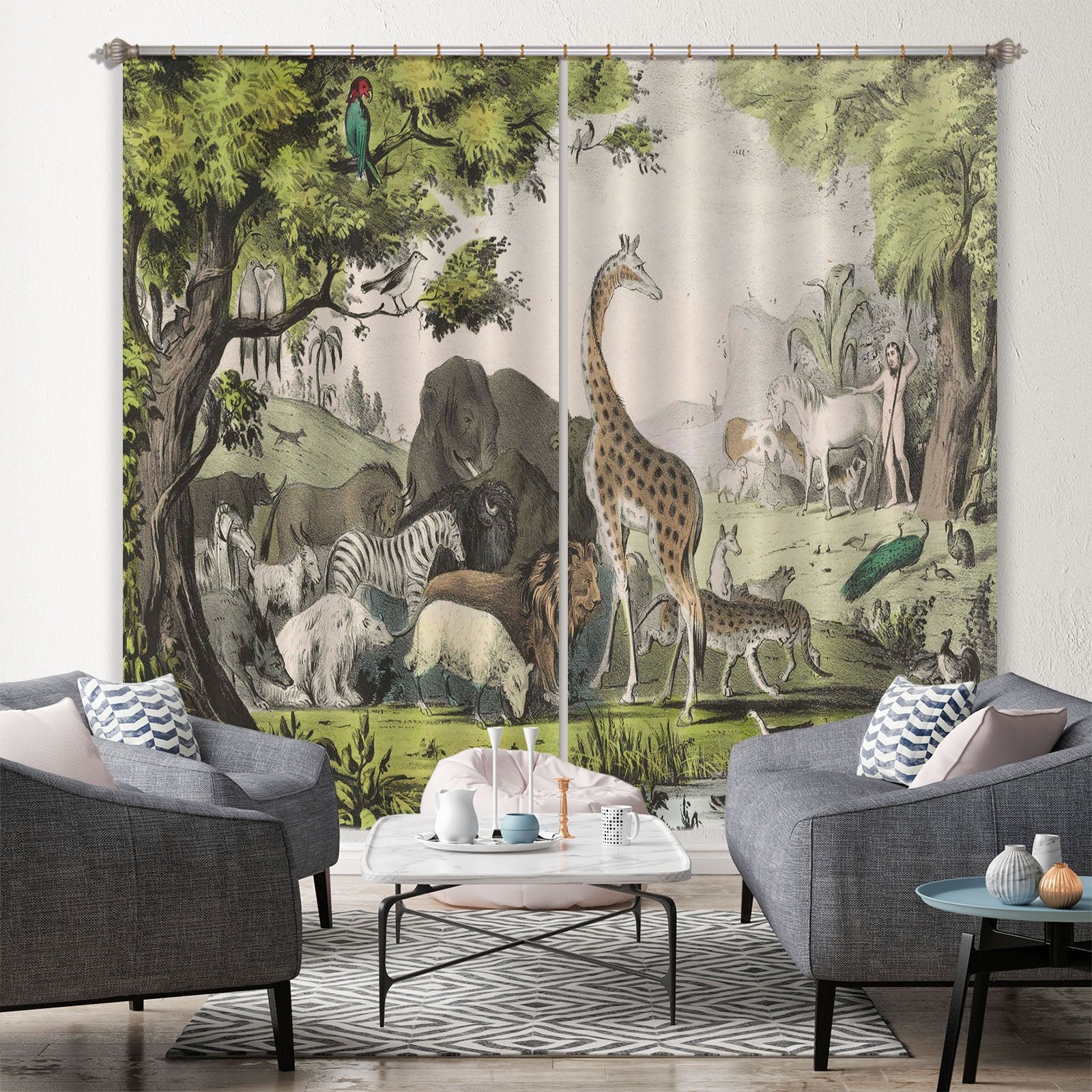 3D Animal Home 041 Andrea haase Curtain Curtains Drapes Wallpaper AJ Wallpaper
