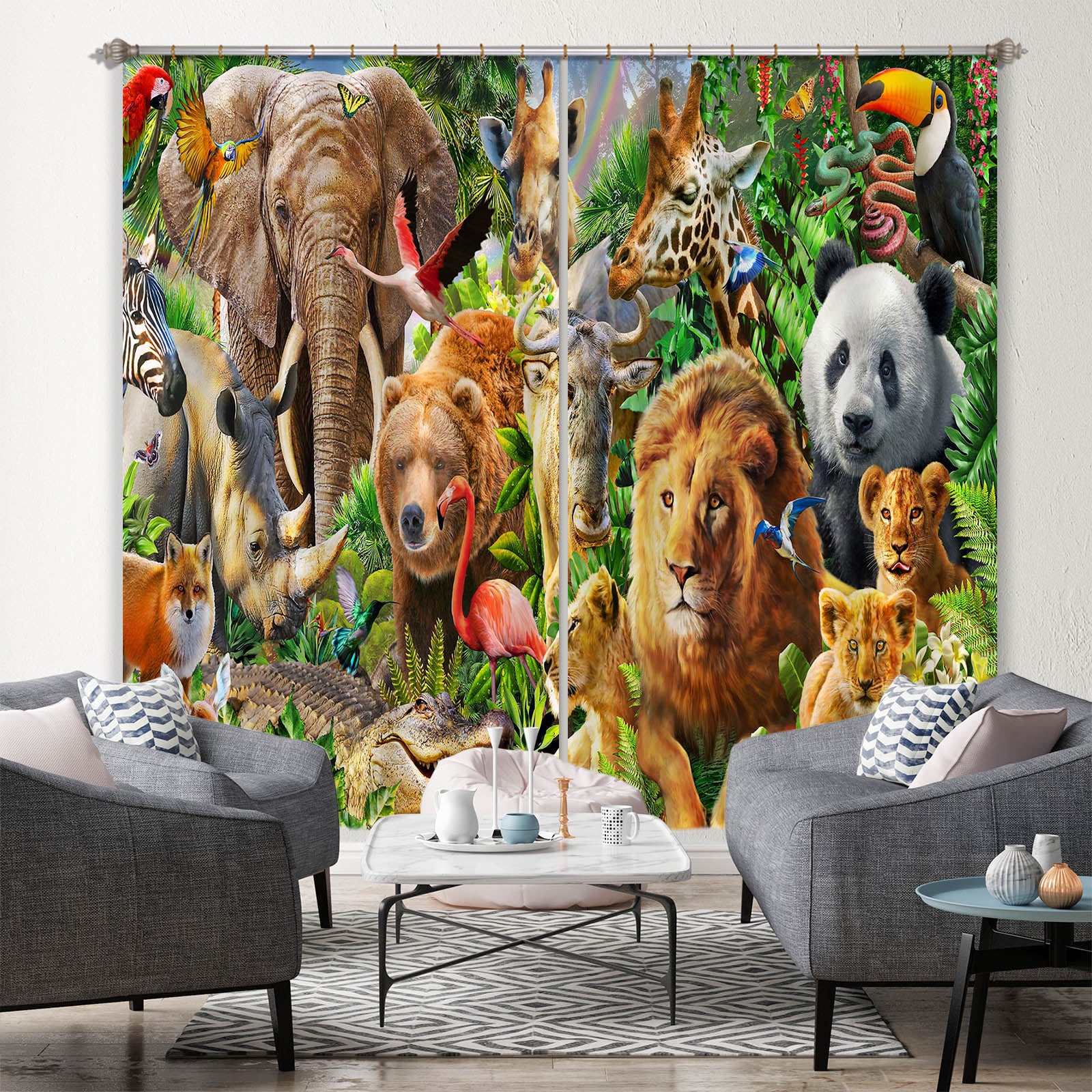 3D Beast World 064 Adrian Chesterman Curtain Curtains Drapes